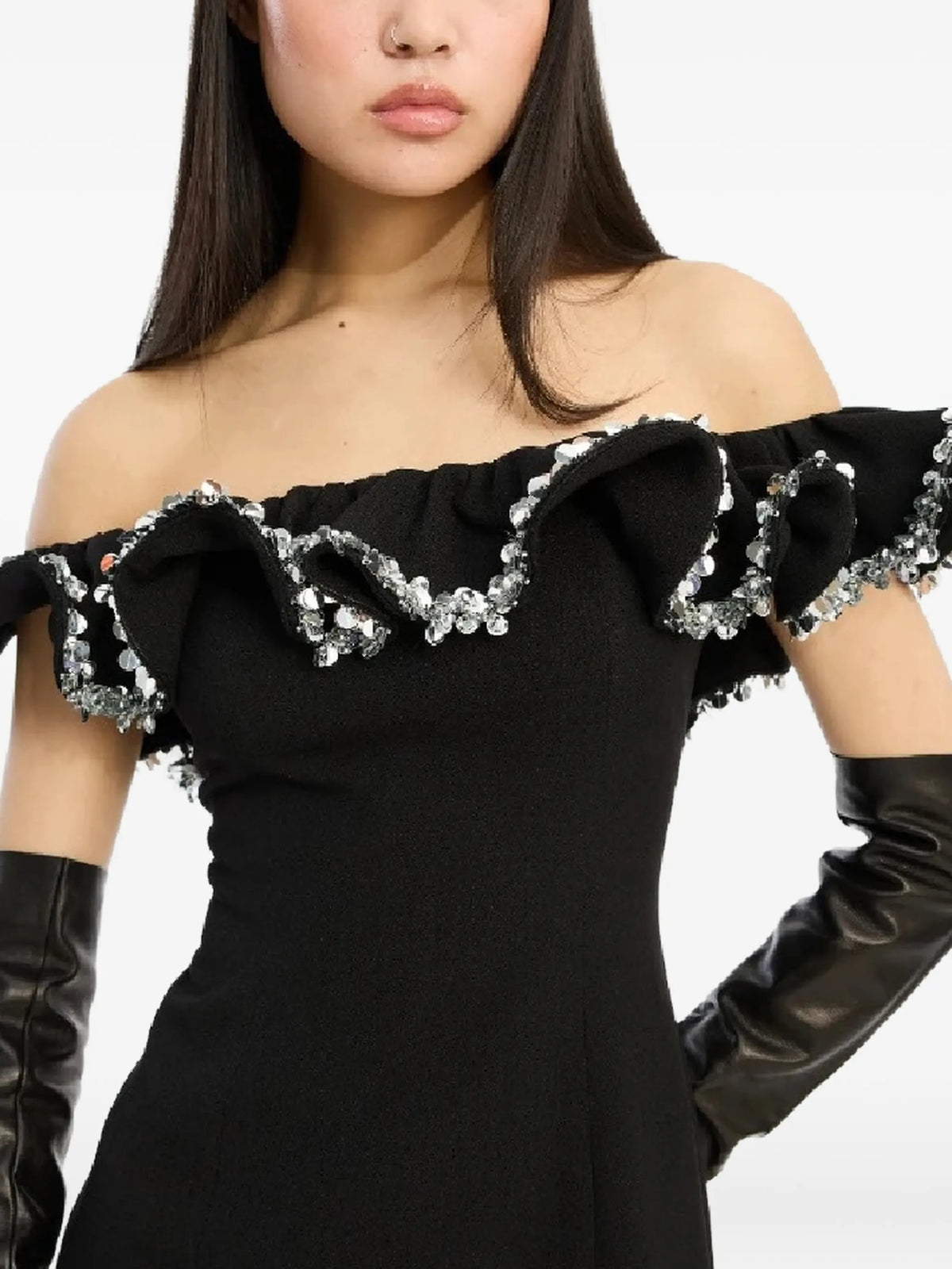 ruffle-detail mini dress