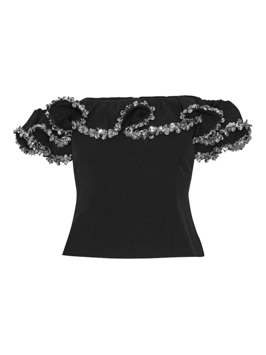 crepe ruffle top