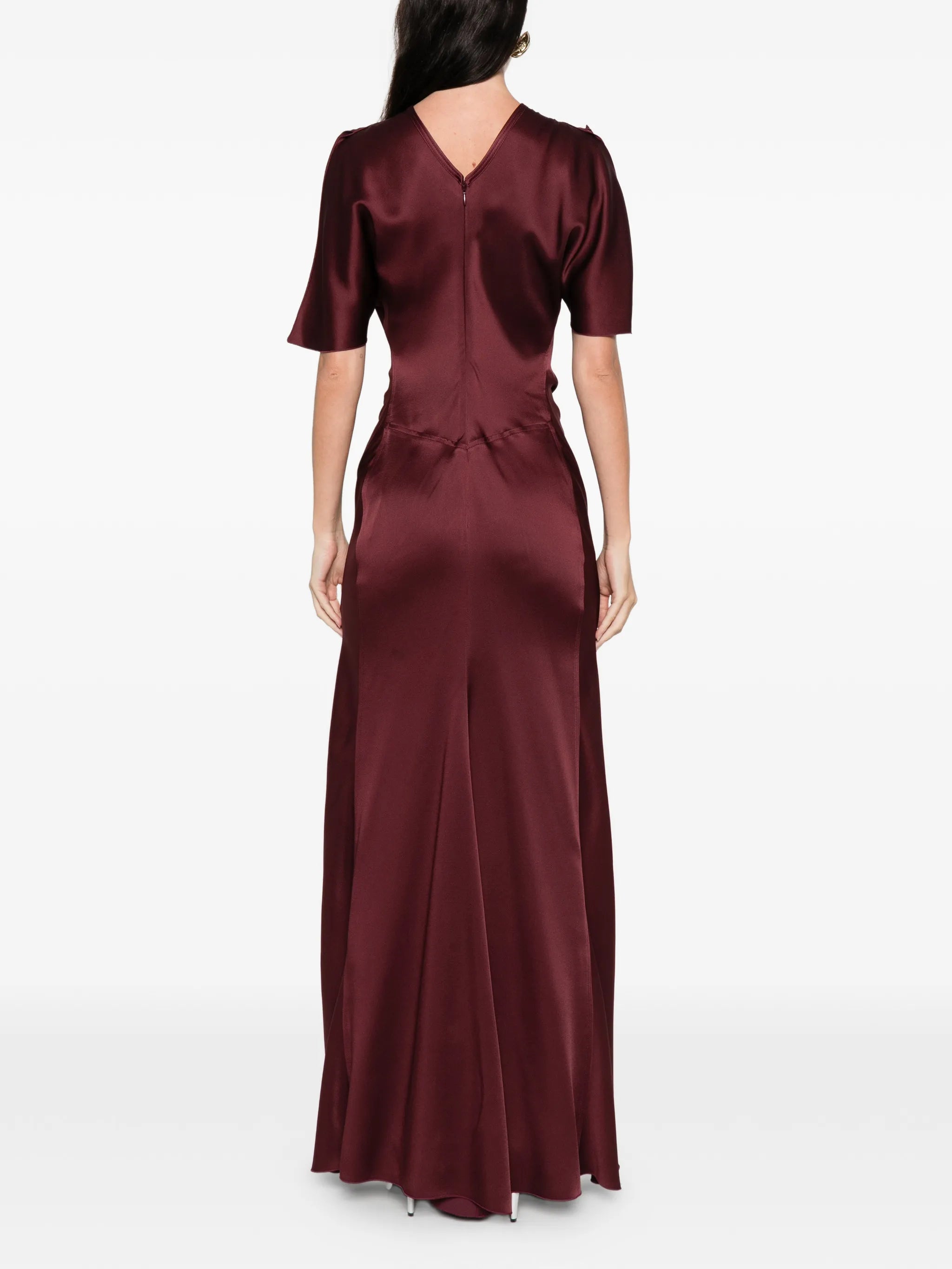 gathered waist floor length maxi dress