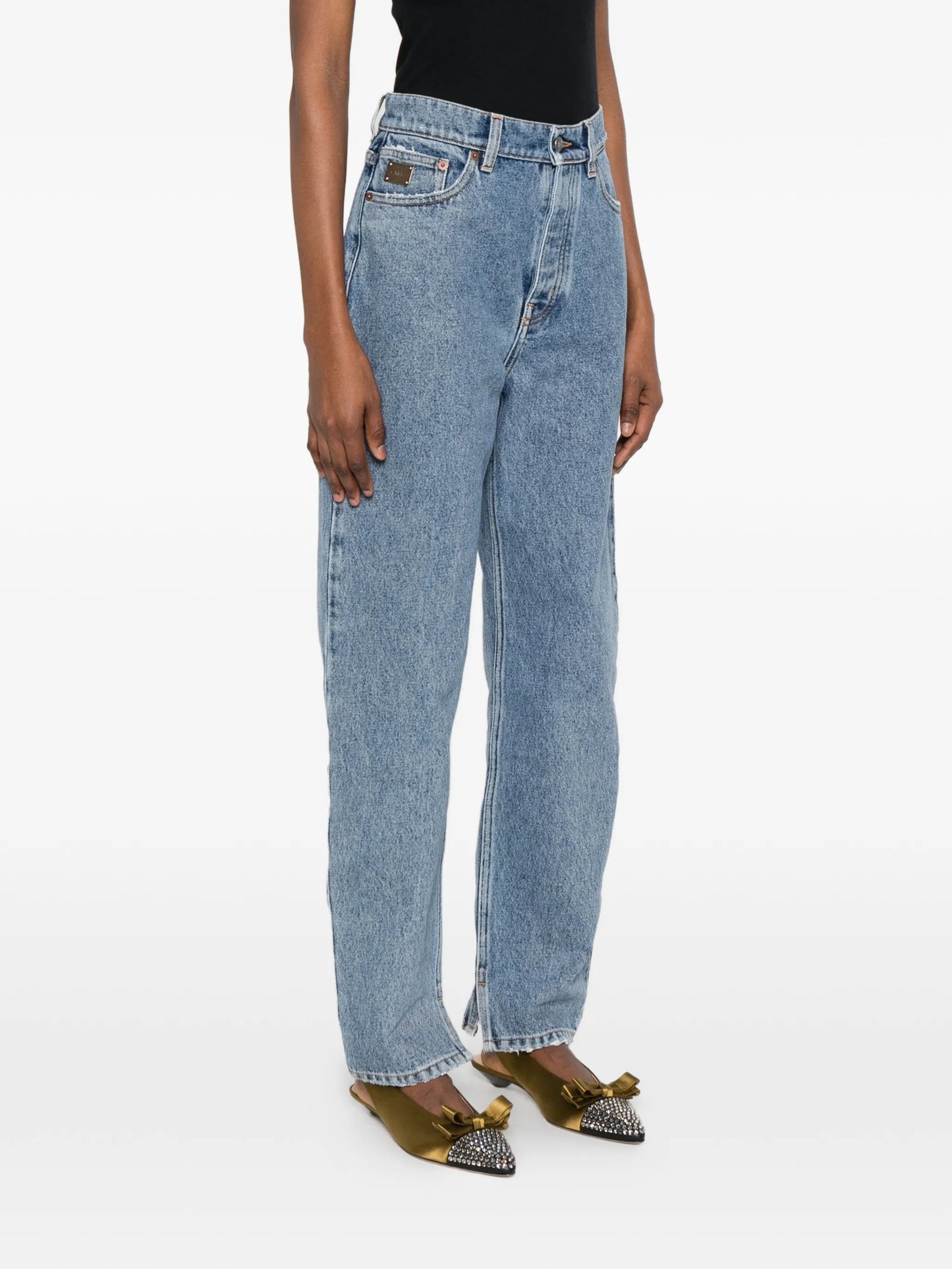 high-waisted tapered jeans