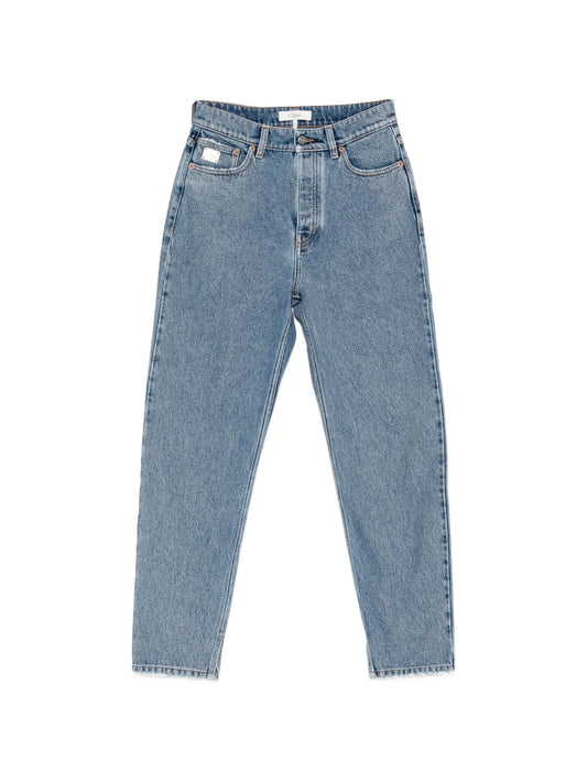 high-waisted tapered jeans