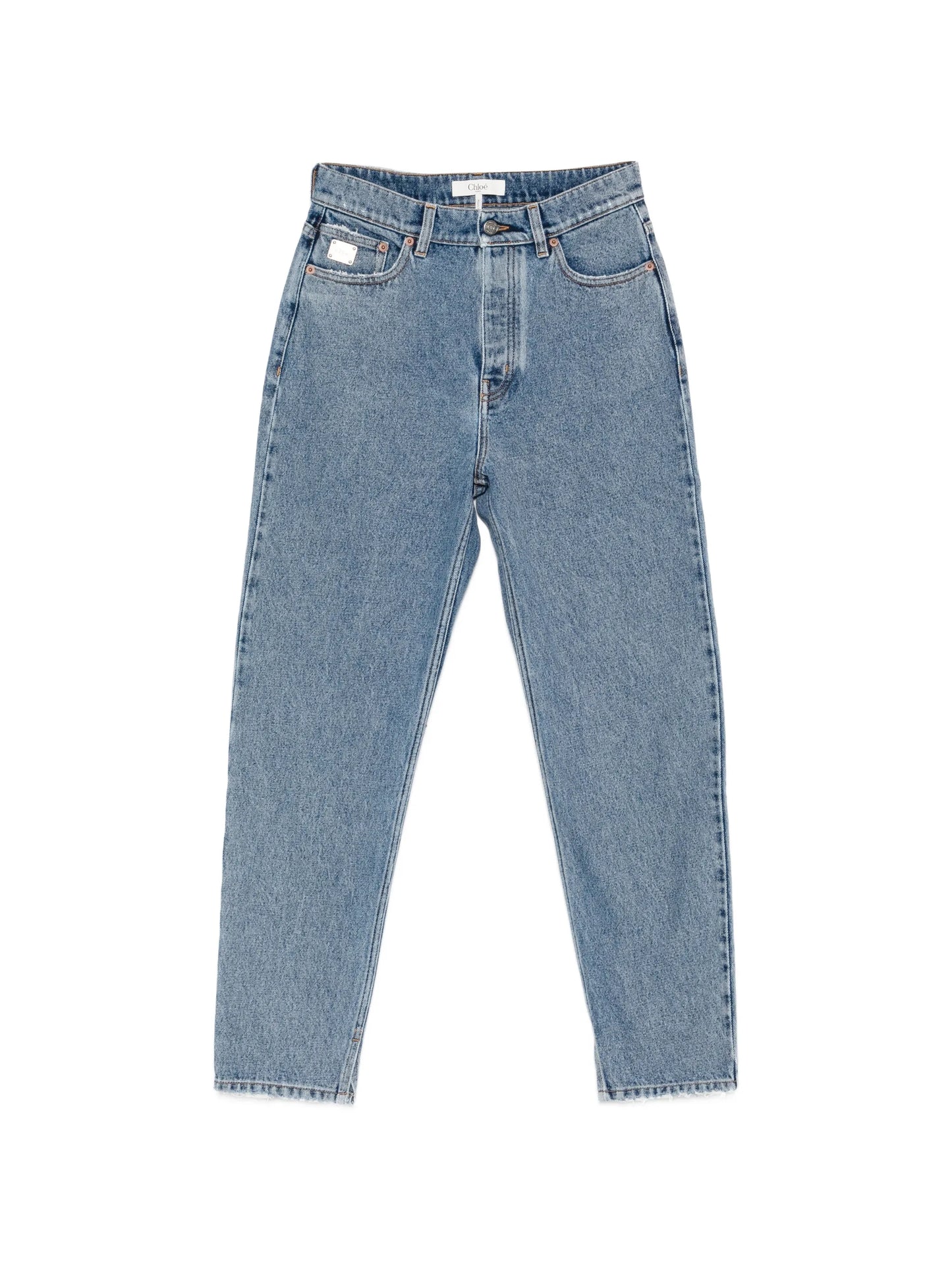 high-waisted tapered jeans