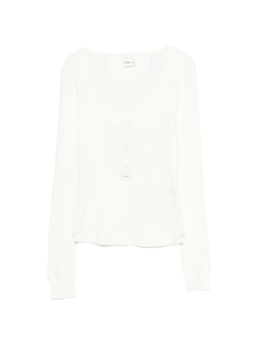 Henley scoop-neck T-shirt