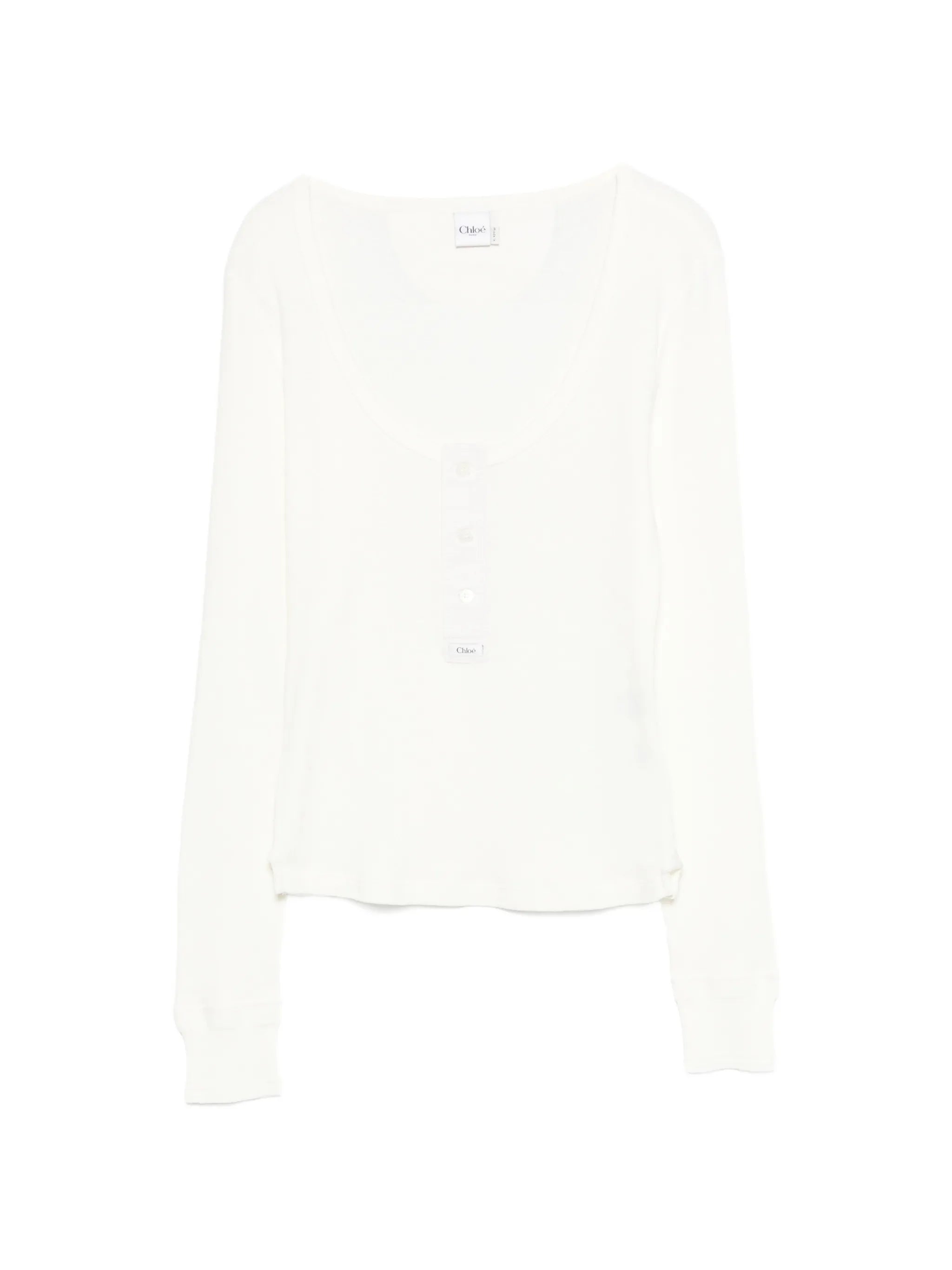 Henley ribbed-knit long-sleeve top