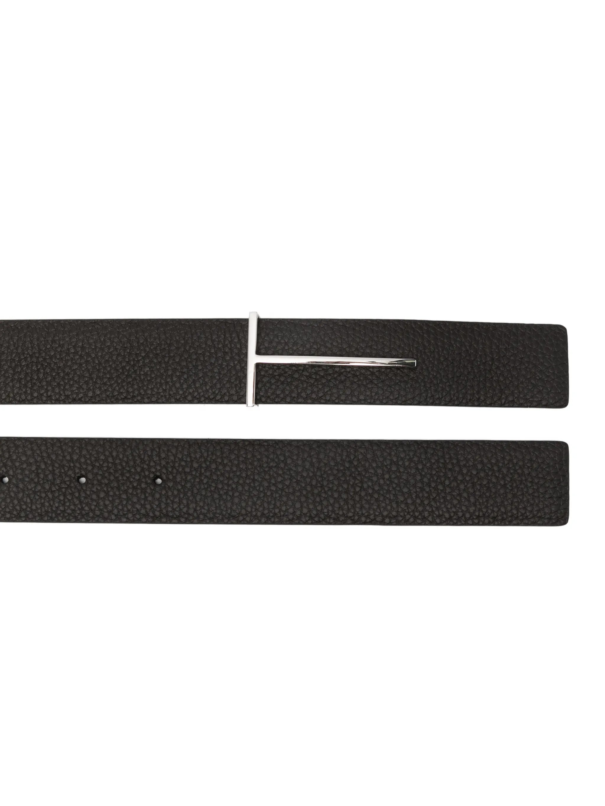 T-buckle leather reversible belt