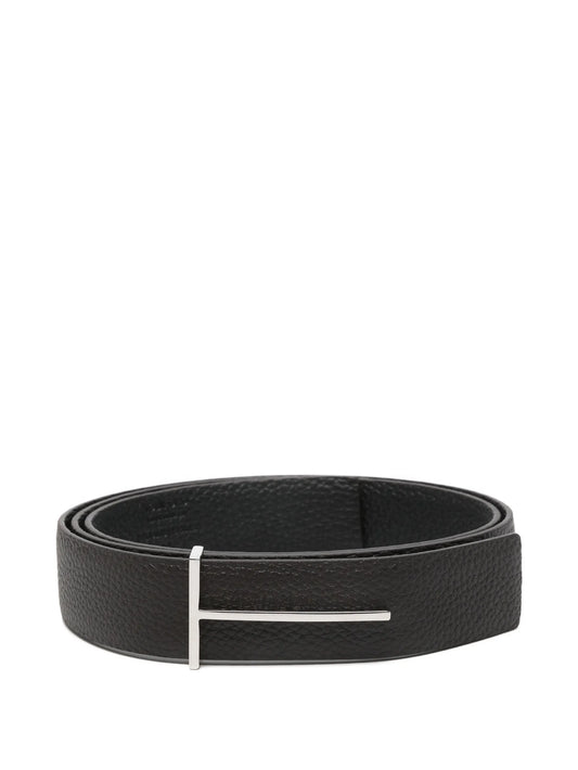 T-buckle leather reversible belt