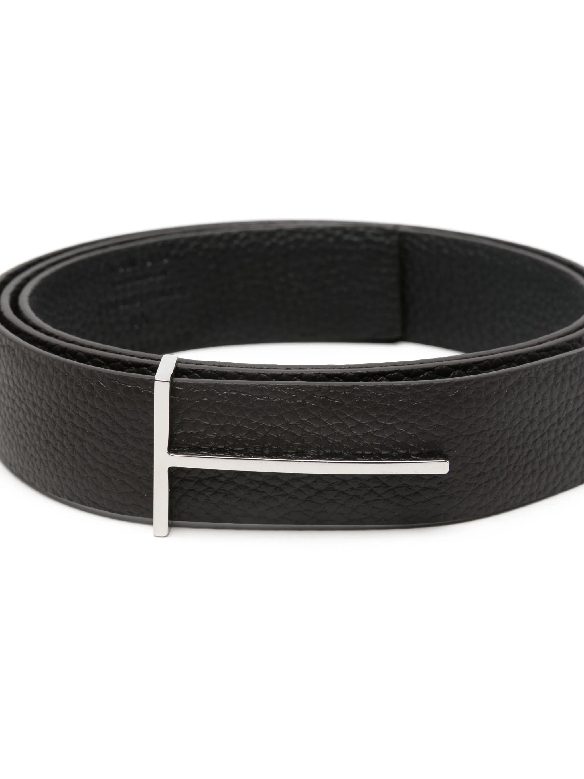 T-buckle leather reversible belt