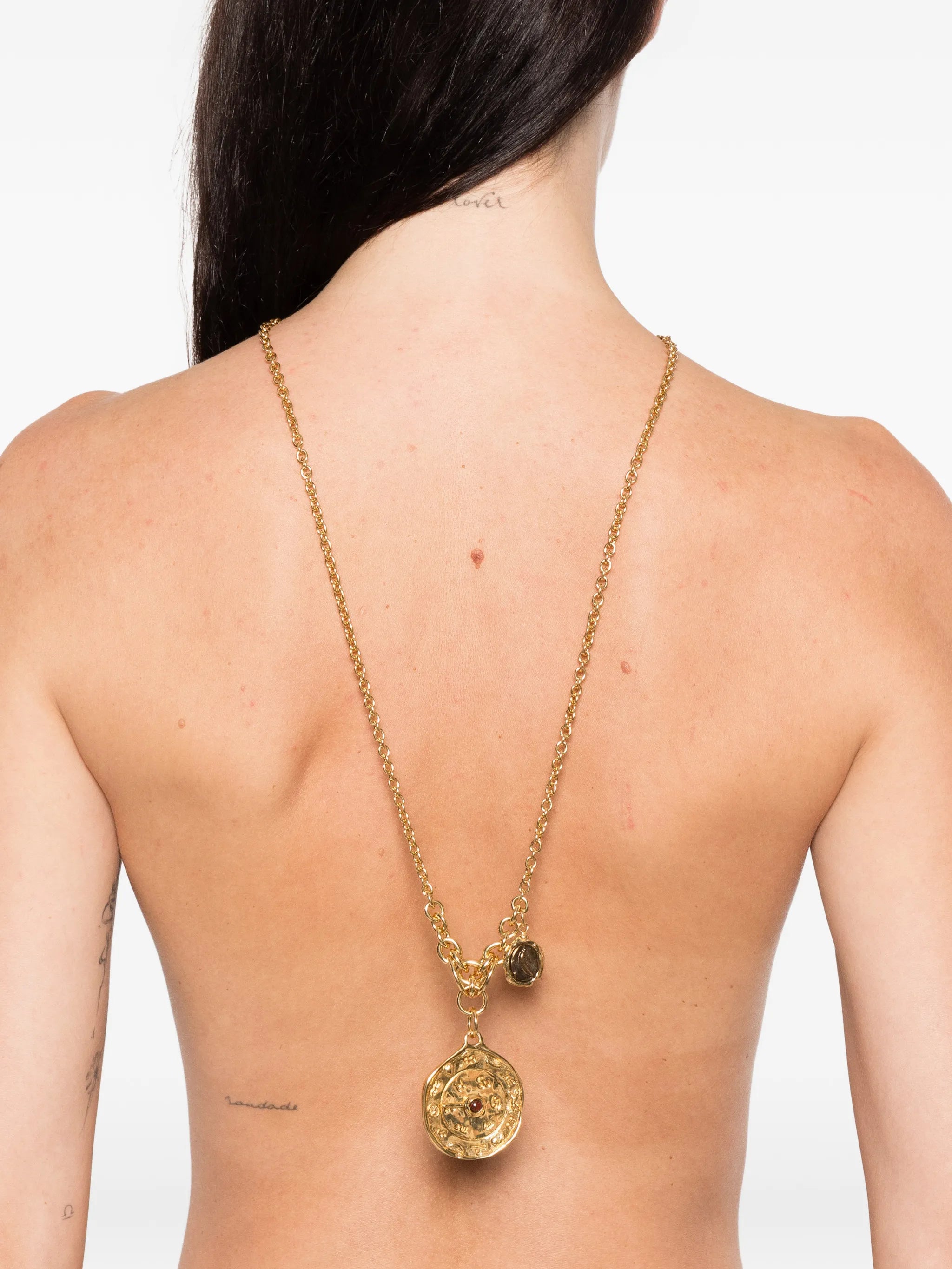 coin jasper gem charm necklace