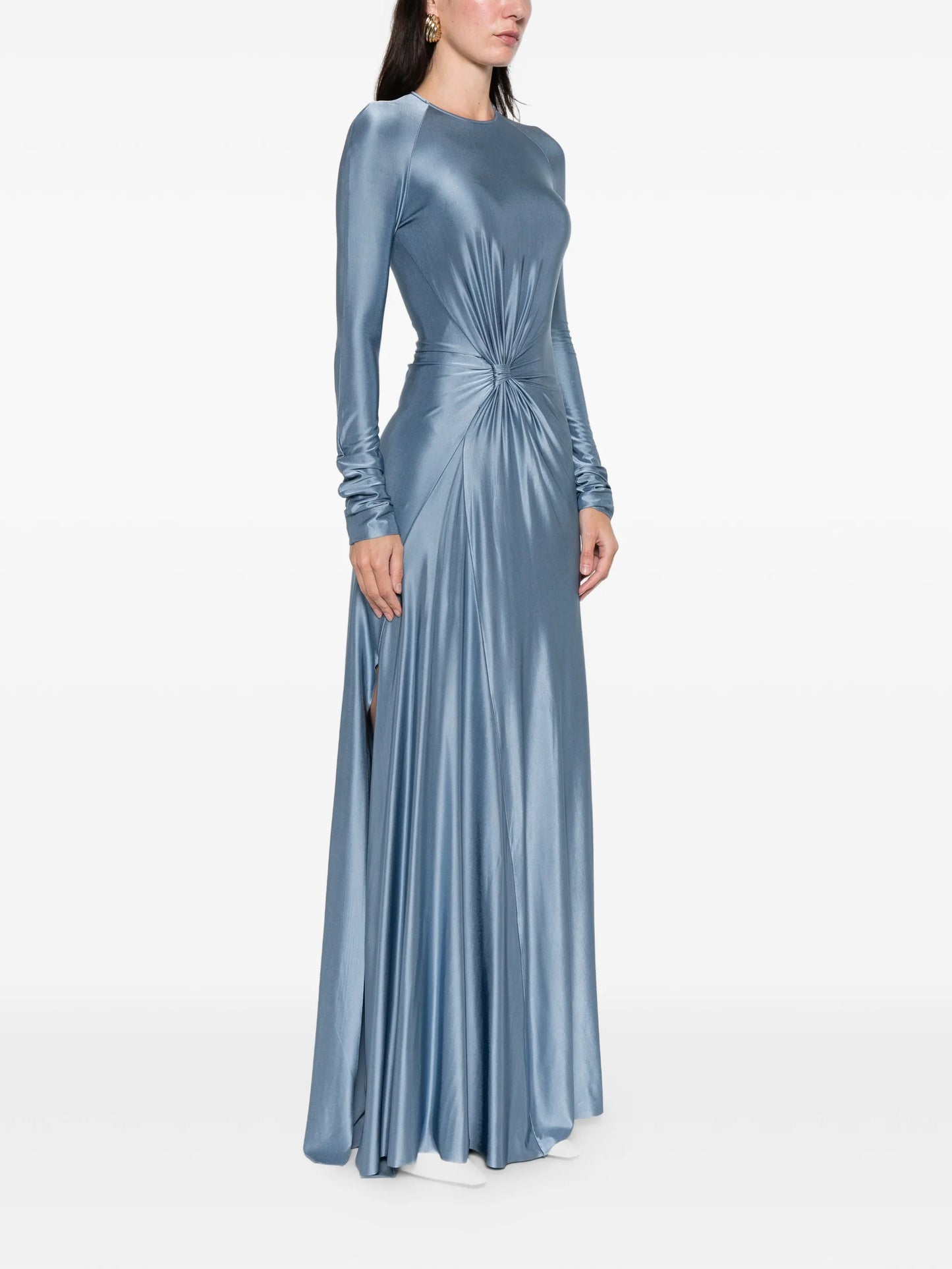 long-sleeve twist-detail maxi dress