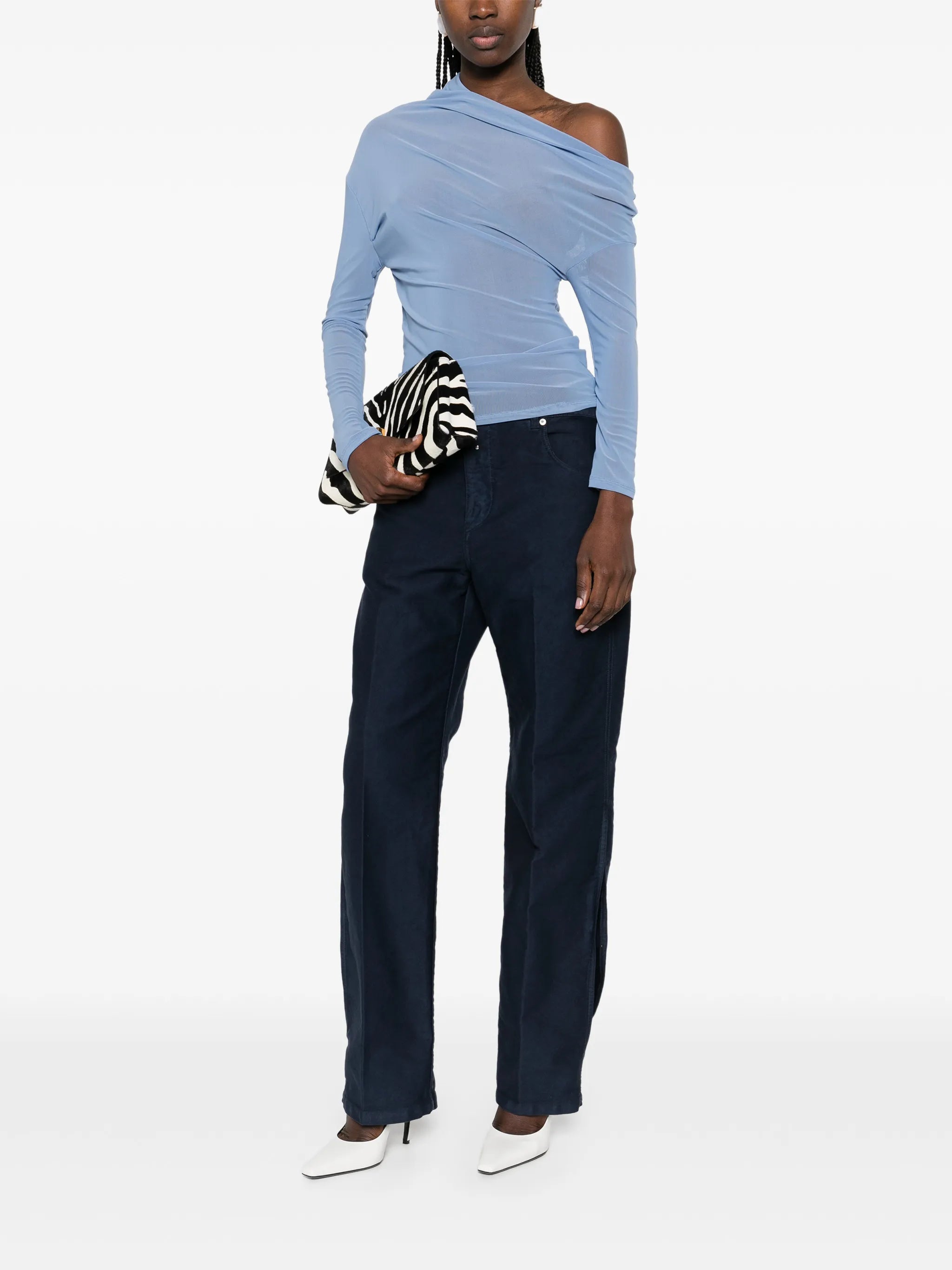 split utility trousers in navy