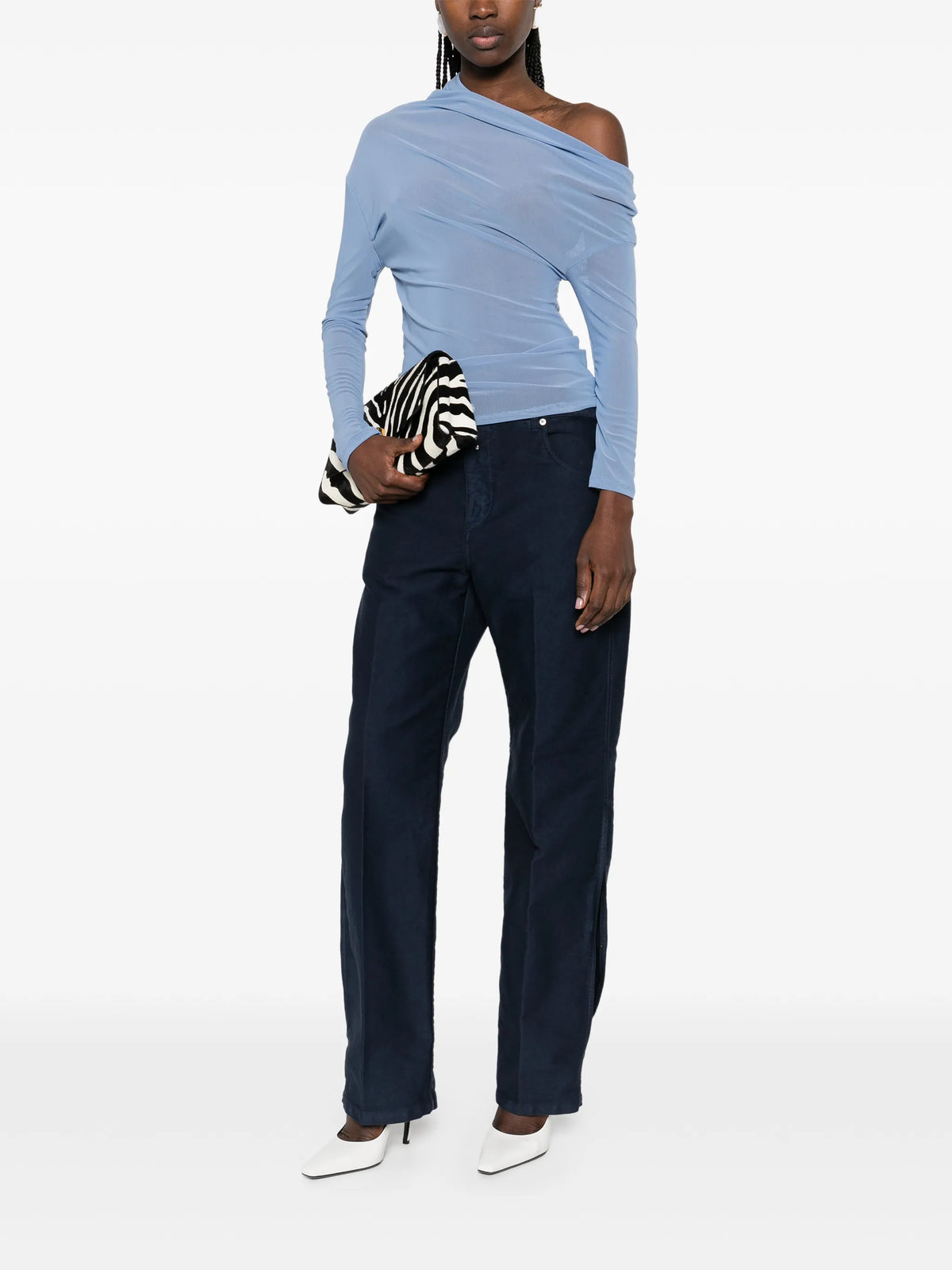 split utility trousers in navy