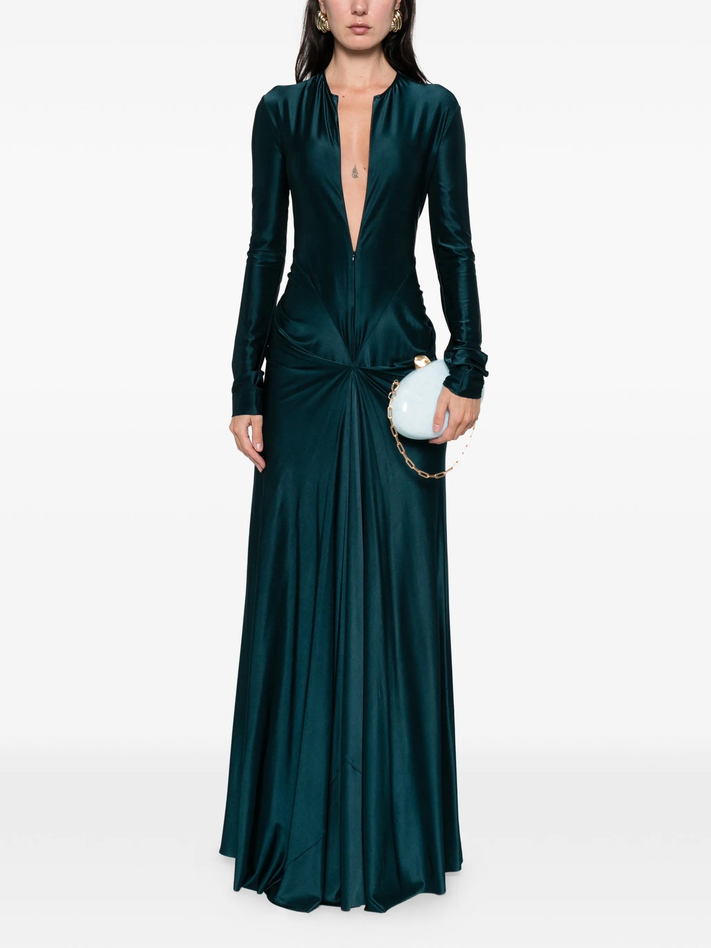 long-sleeve cut-out maxi dress