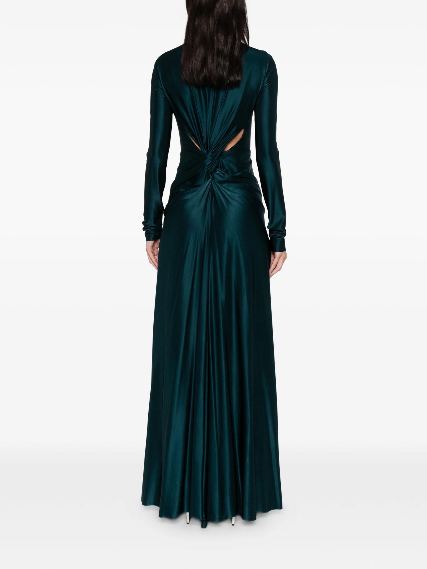 long-sleeve cut-out maxi dress