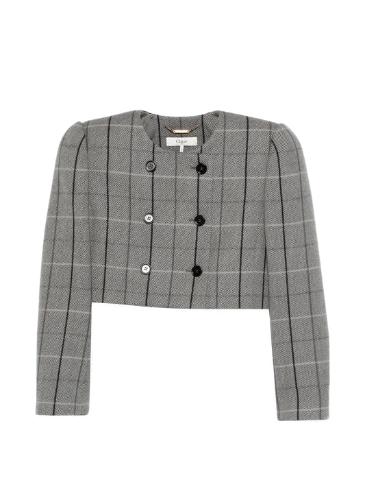 double-breasted check jacket
