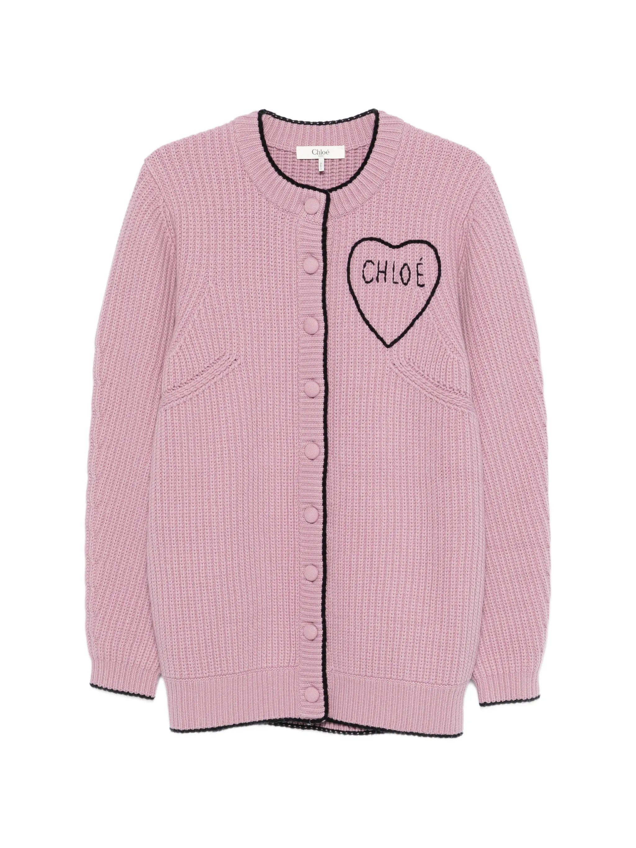 logo rib knit cardigan