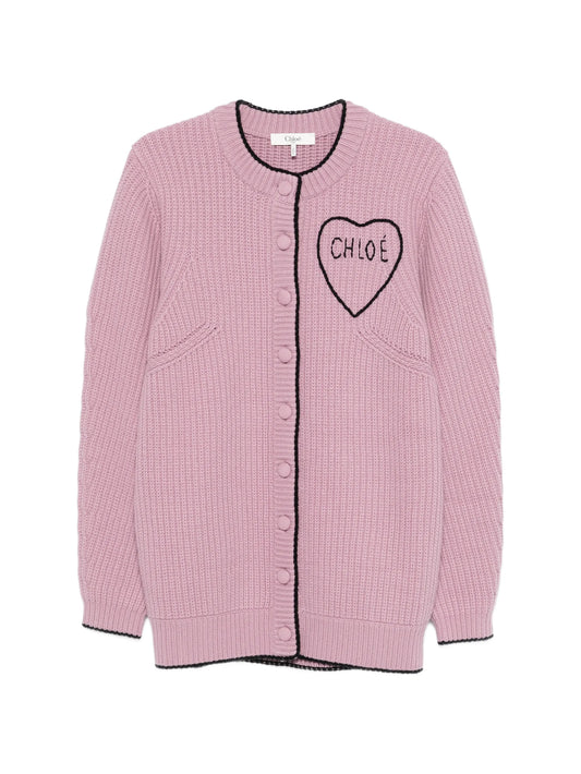logo rib knit cardigan