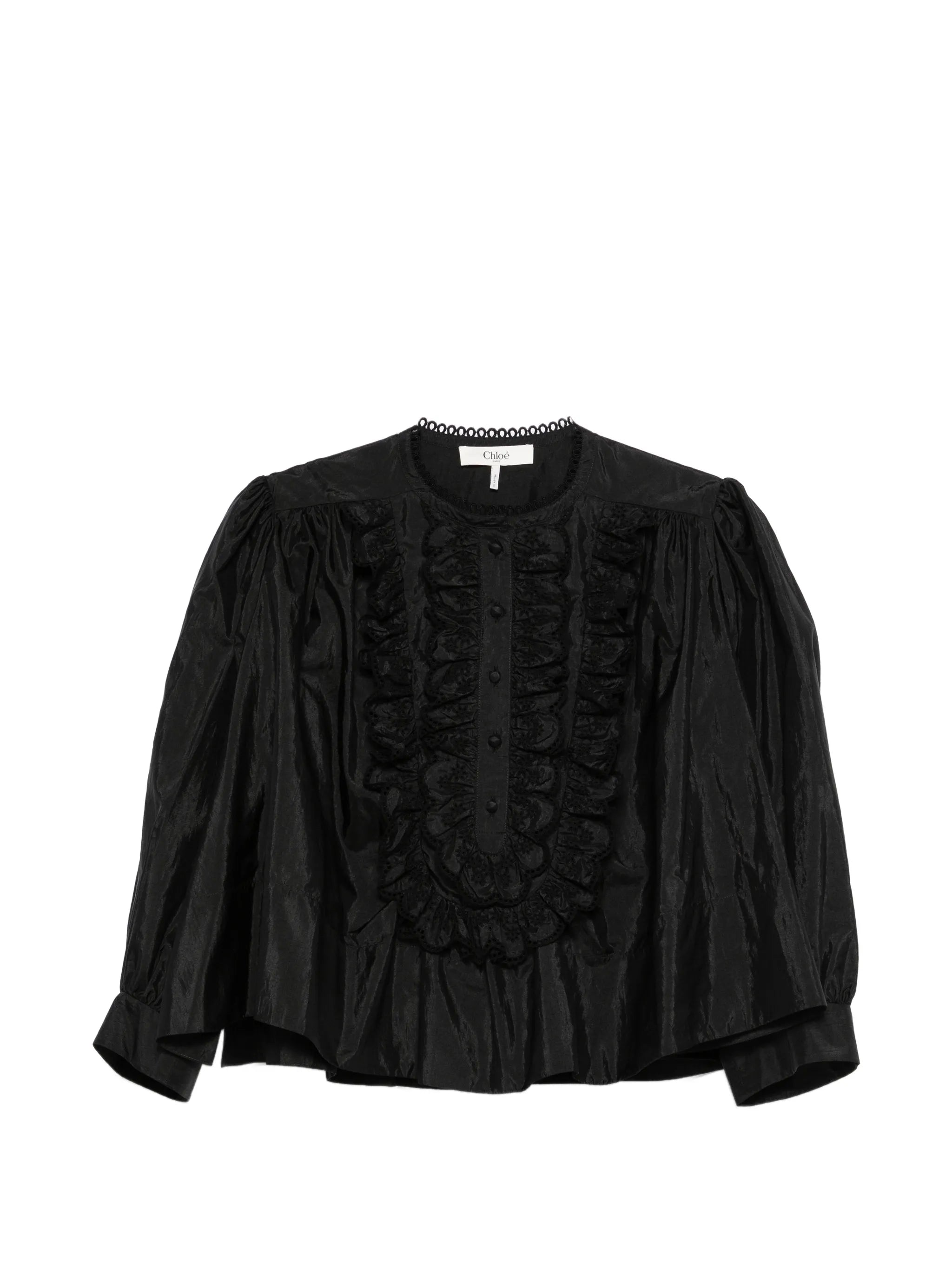 ruffled bib blouse