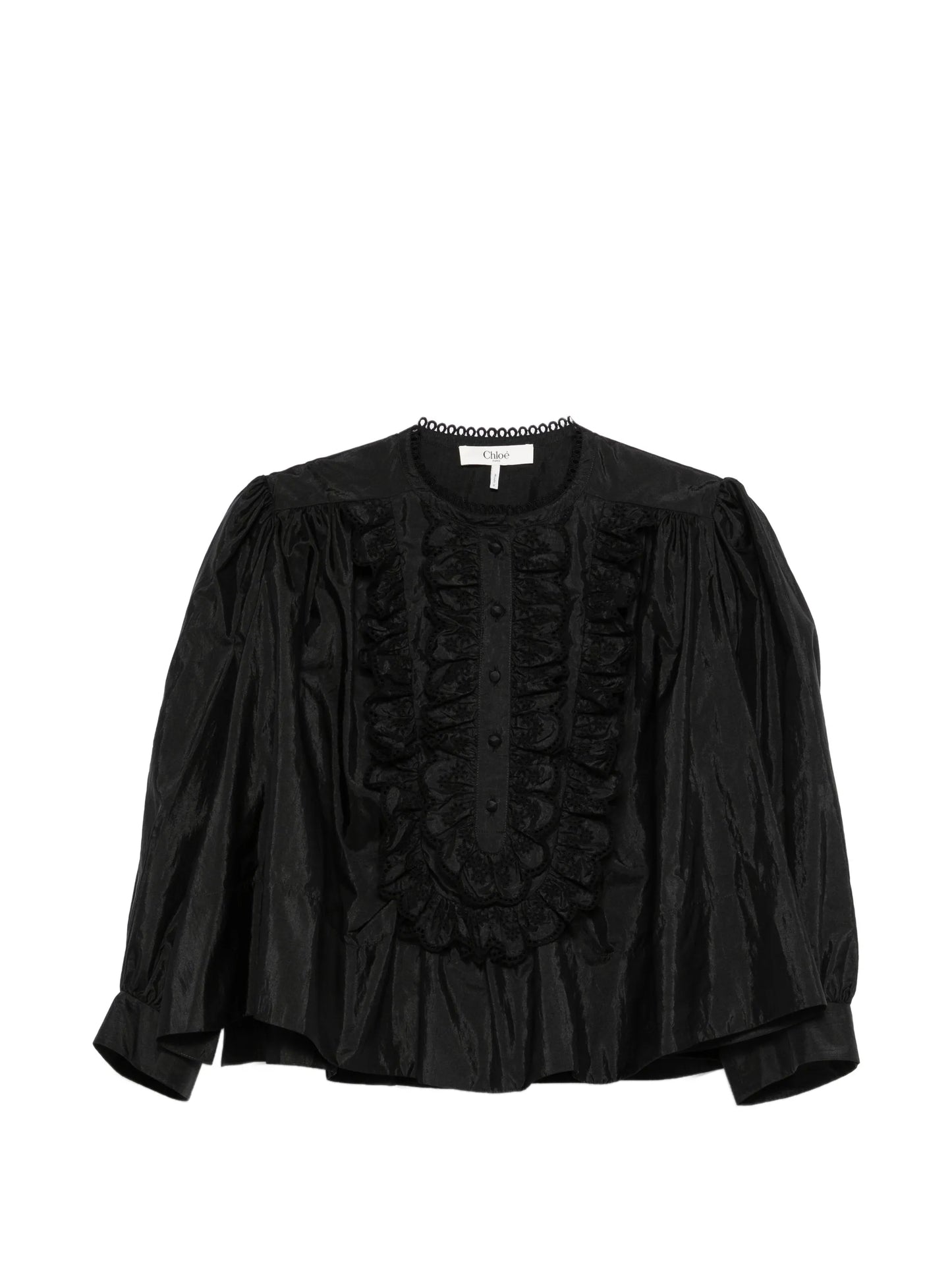 ruffled bib blouse
