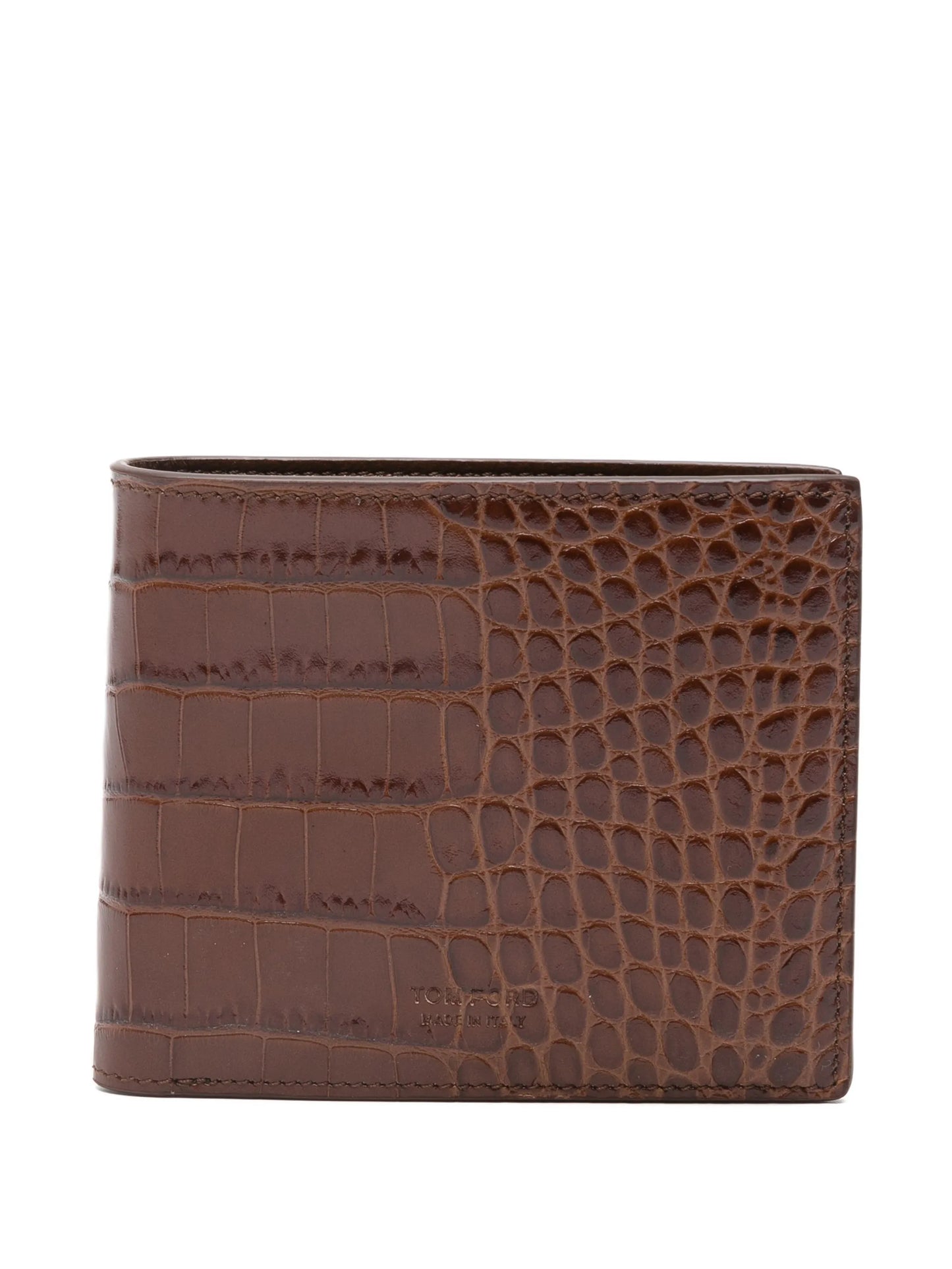 croc-embossed bi-fold wallet