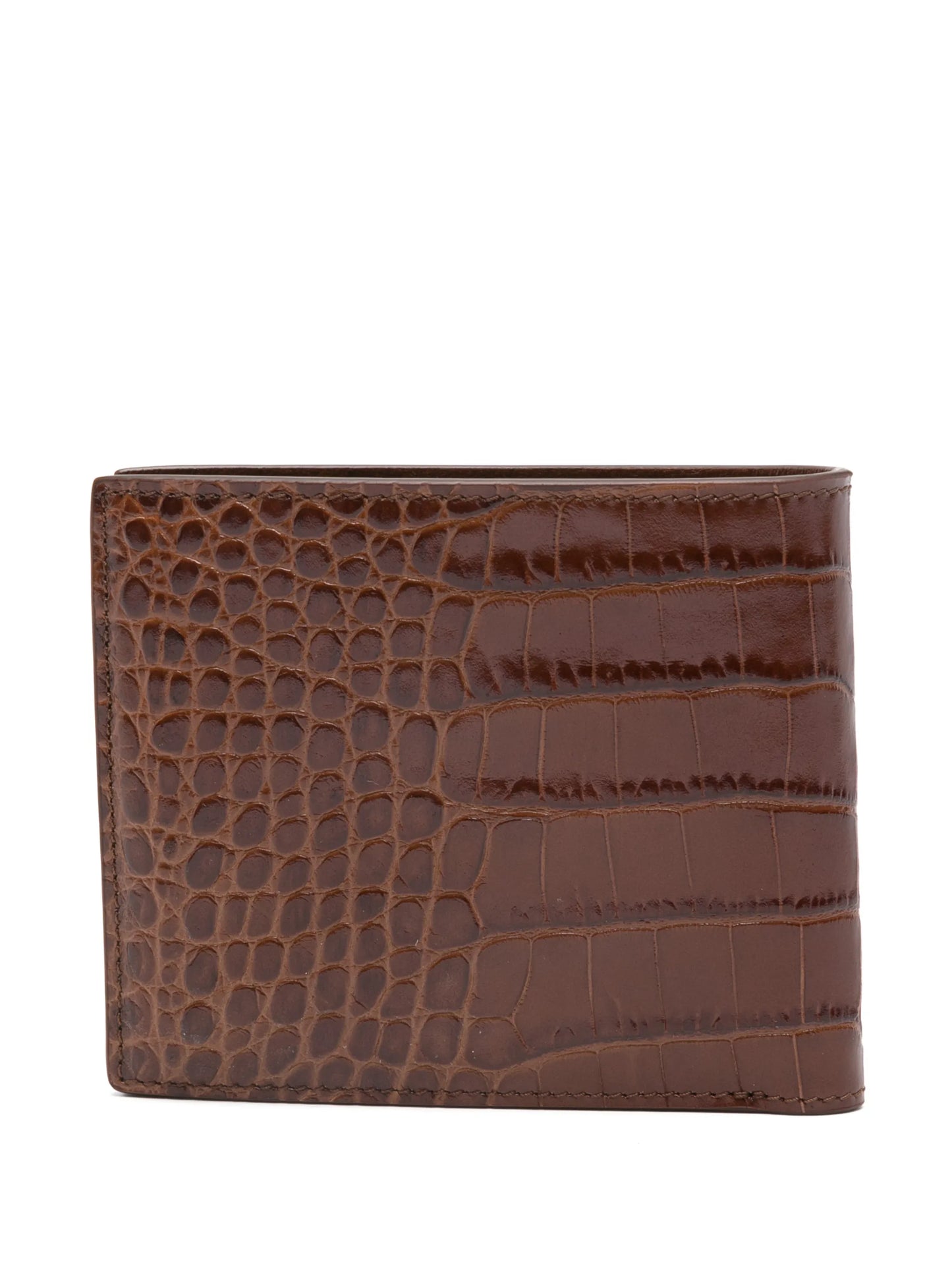 croc-embossed bi-fold wallet