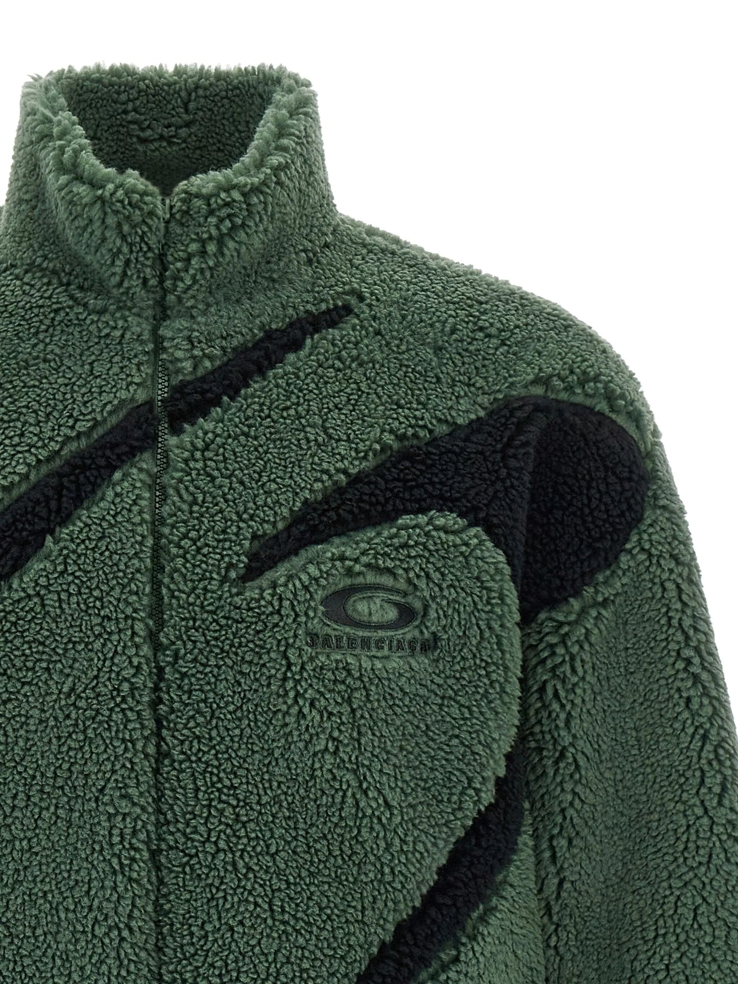 logo-embroidered sherpa jacket