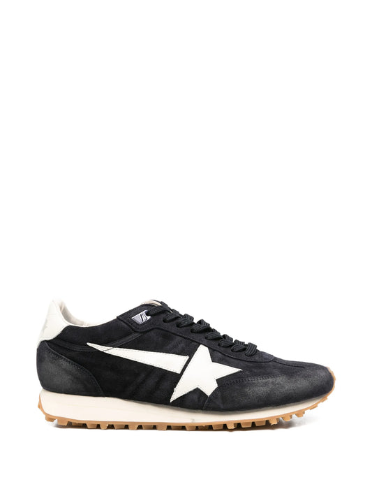 Marathon in blue navy suede with white leather star and heel tab sneakers