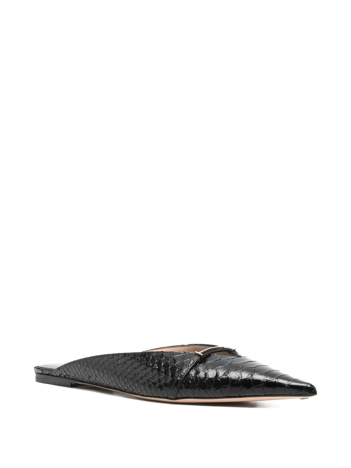 python-effect pointed-toe mules