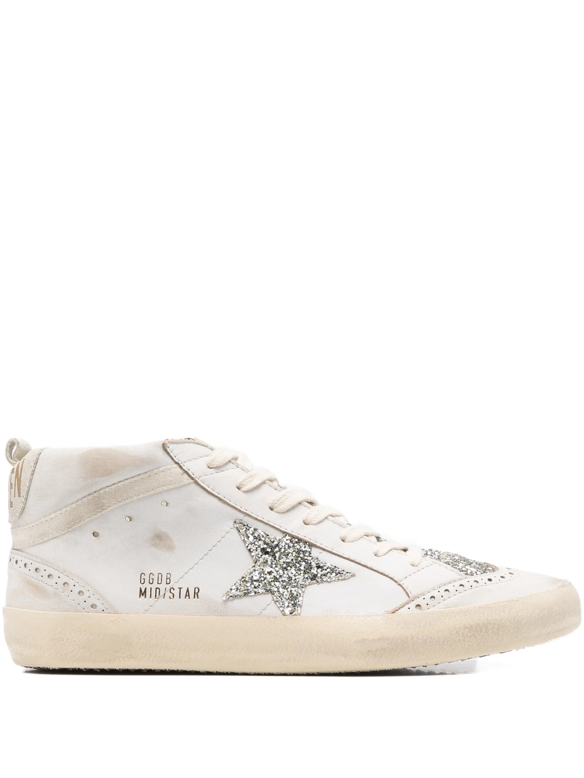 Mid Star glitter-star round-toe sneakers