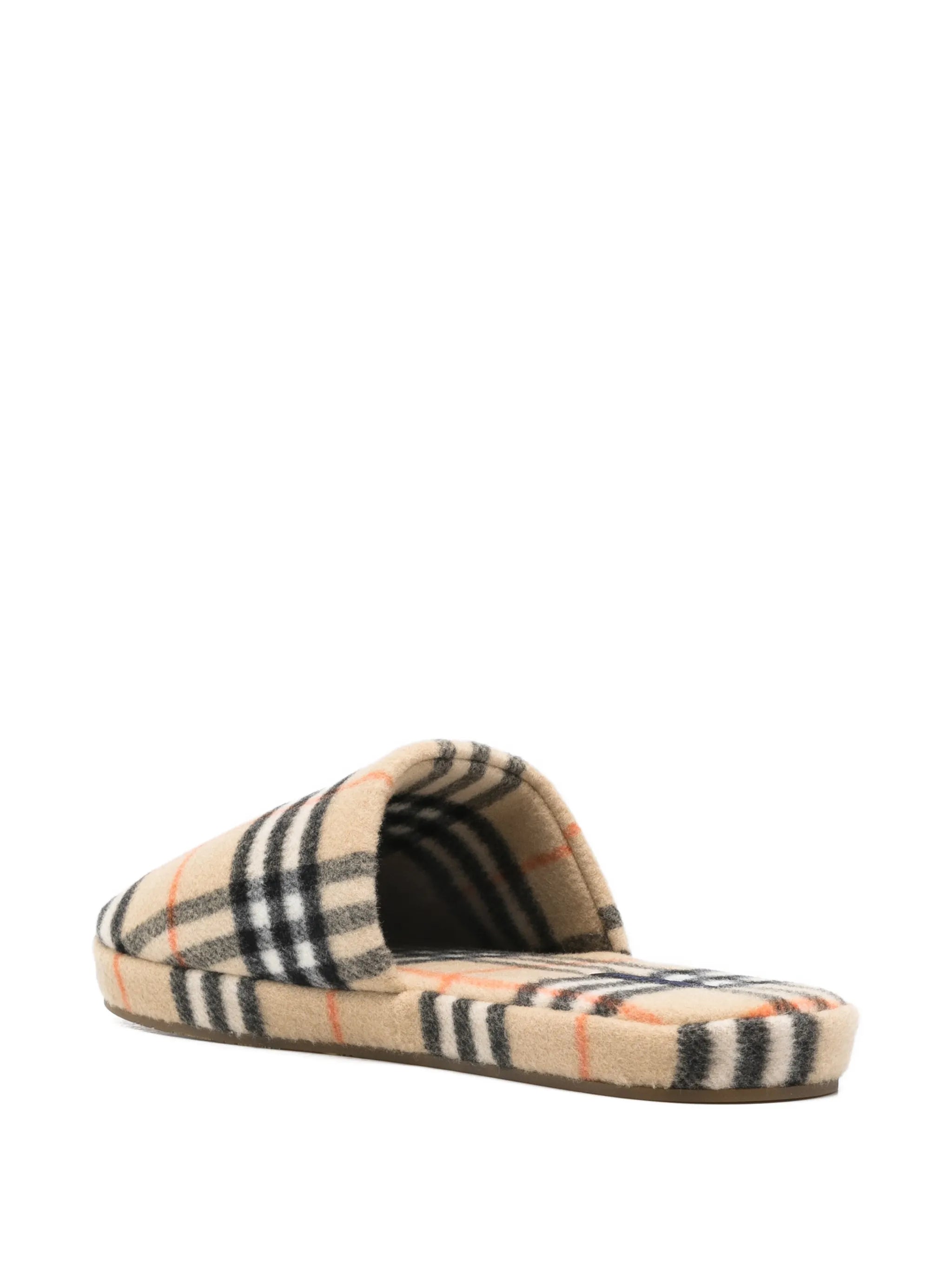 Check wool blend slippers