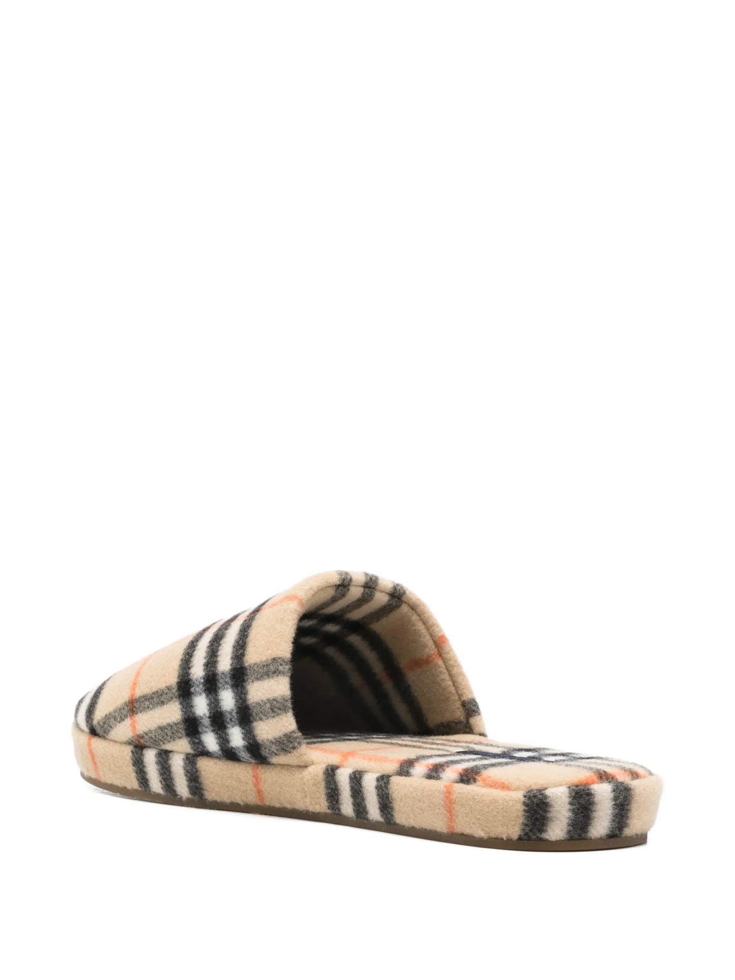Check wool blend slippers