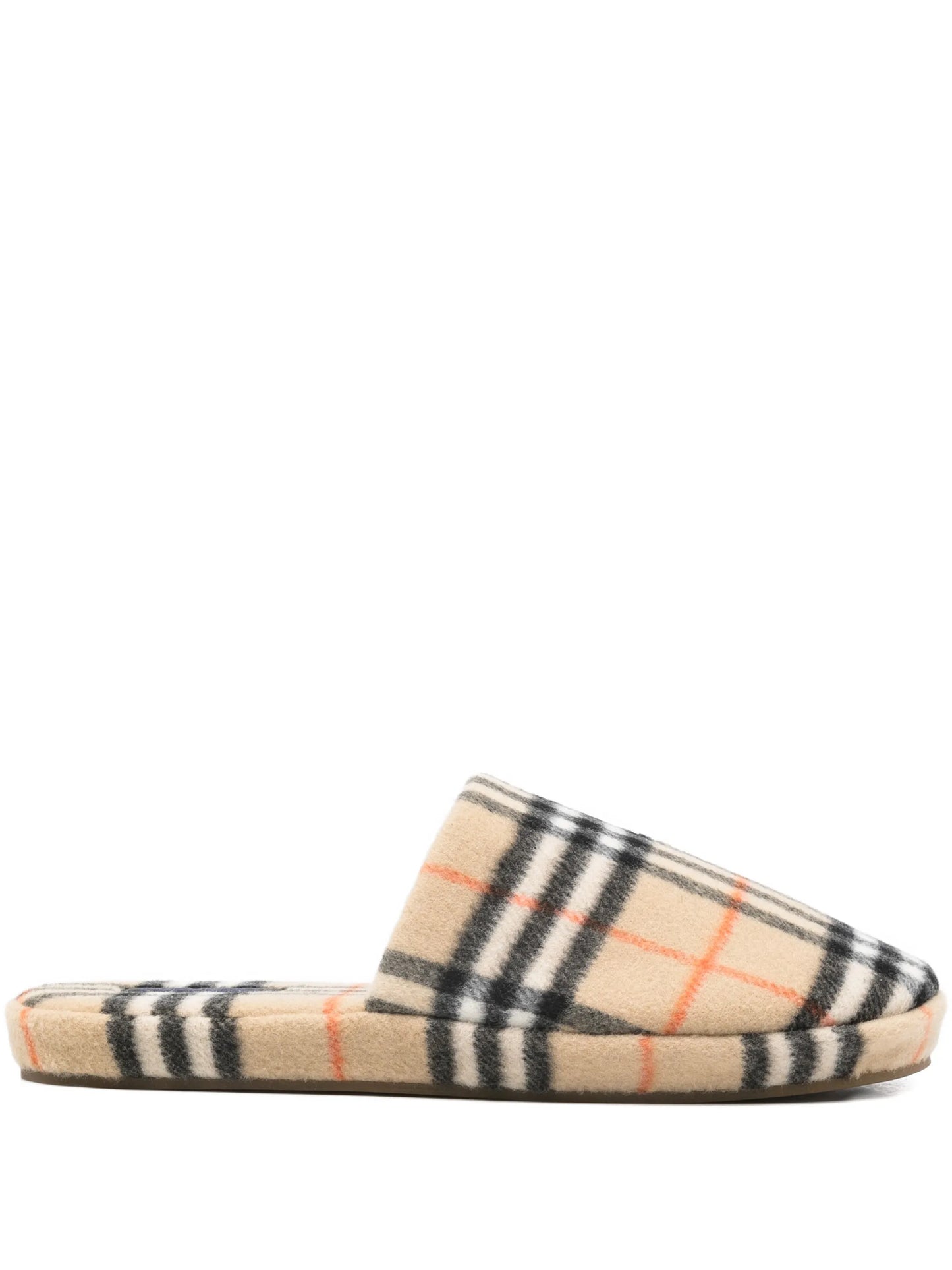 Check wool blend slippers