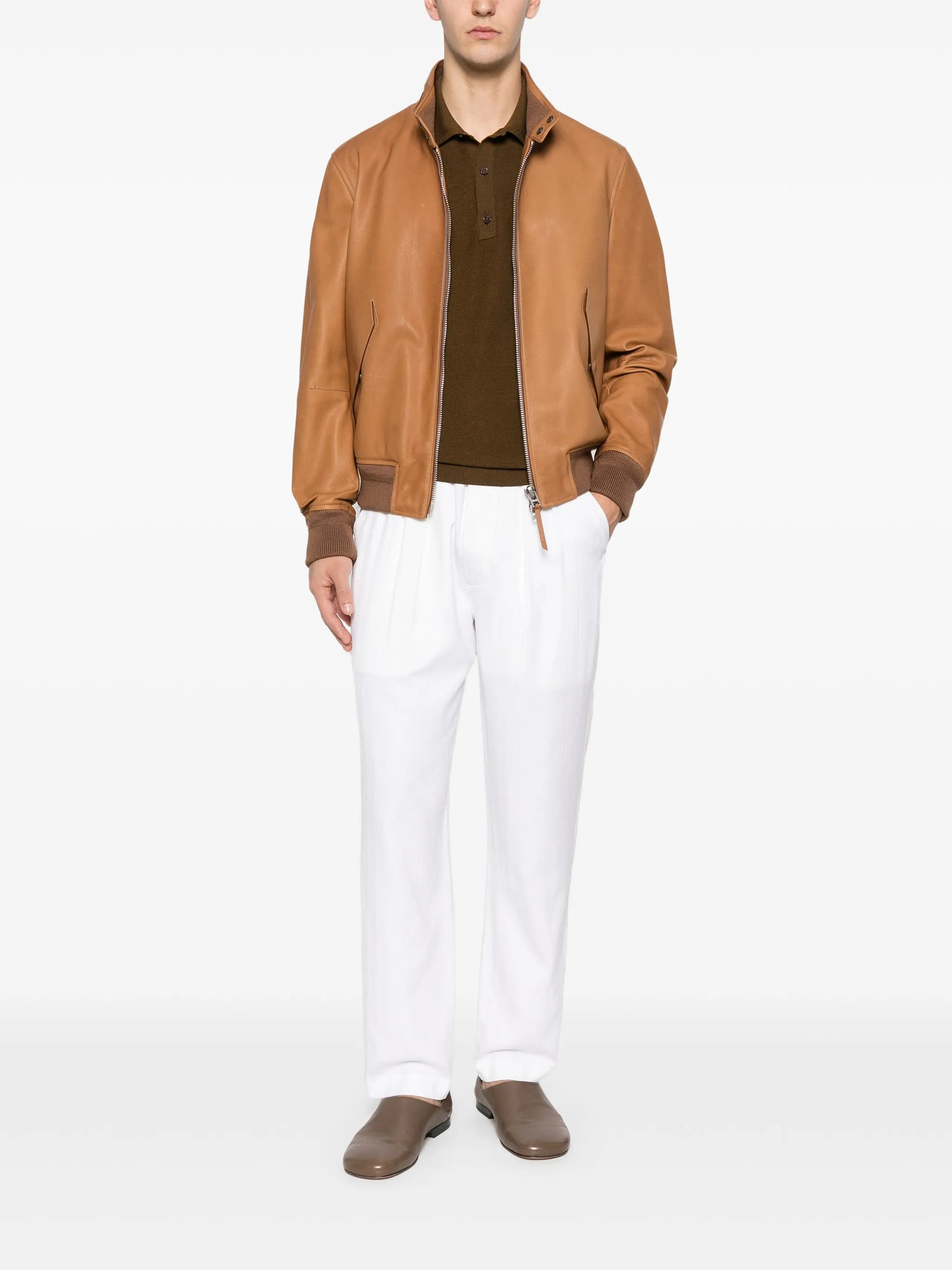 herringbone pleated trousers