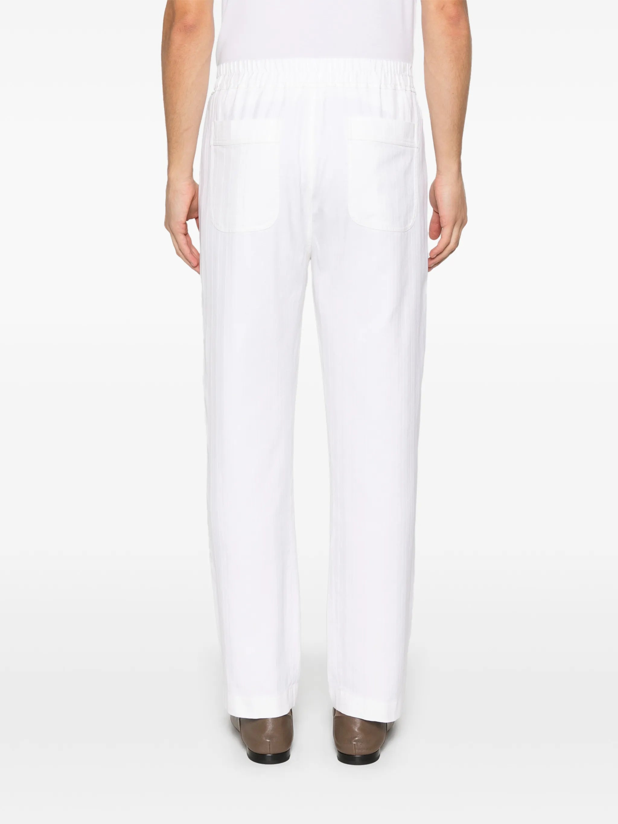 stripe-pattern pleated trousers