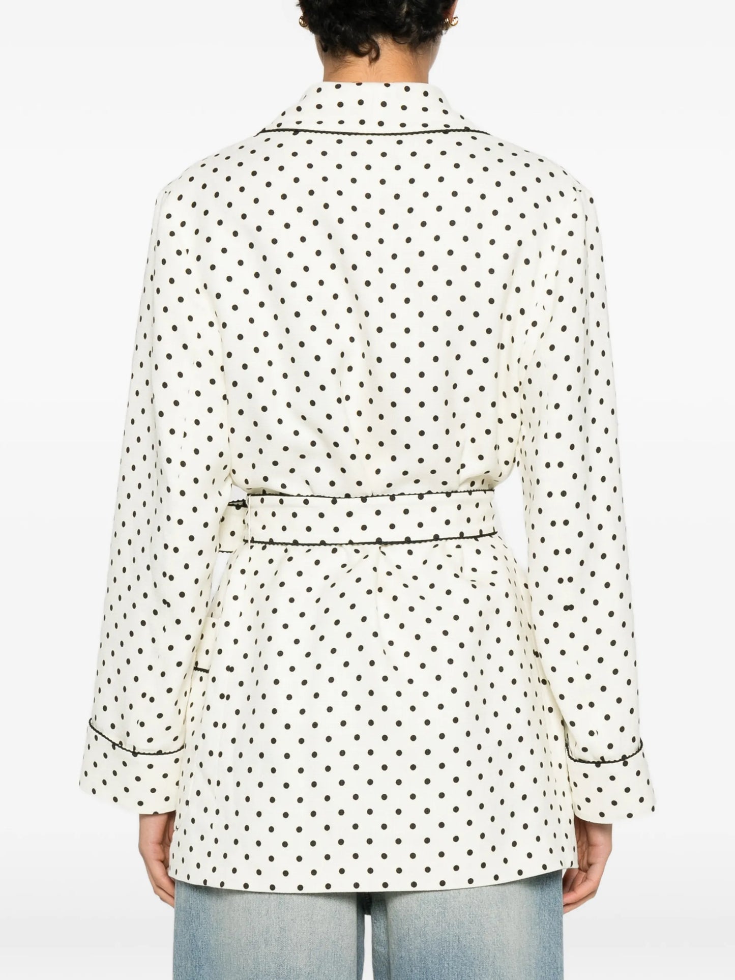 polka-dot belted blazer