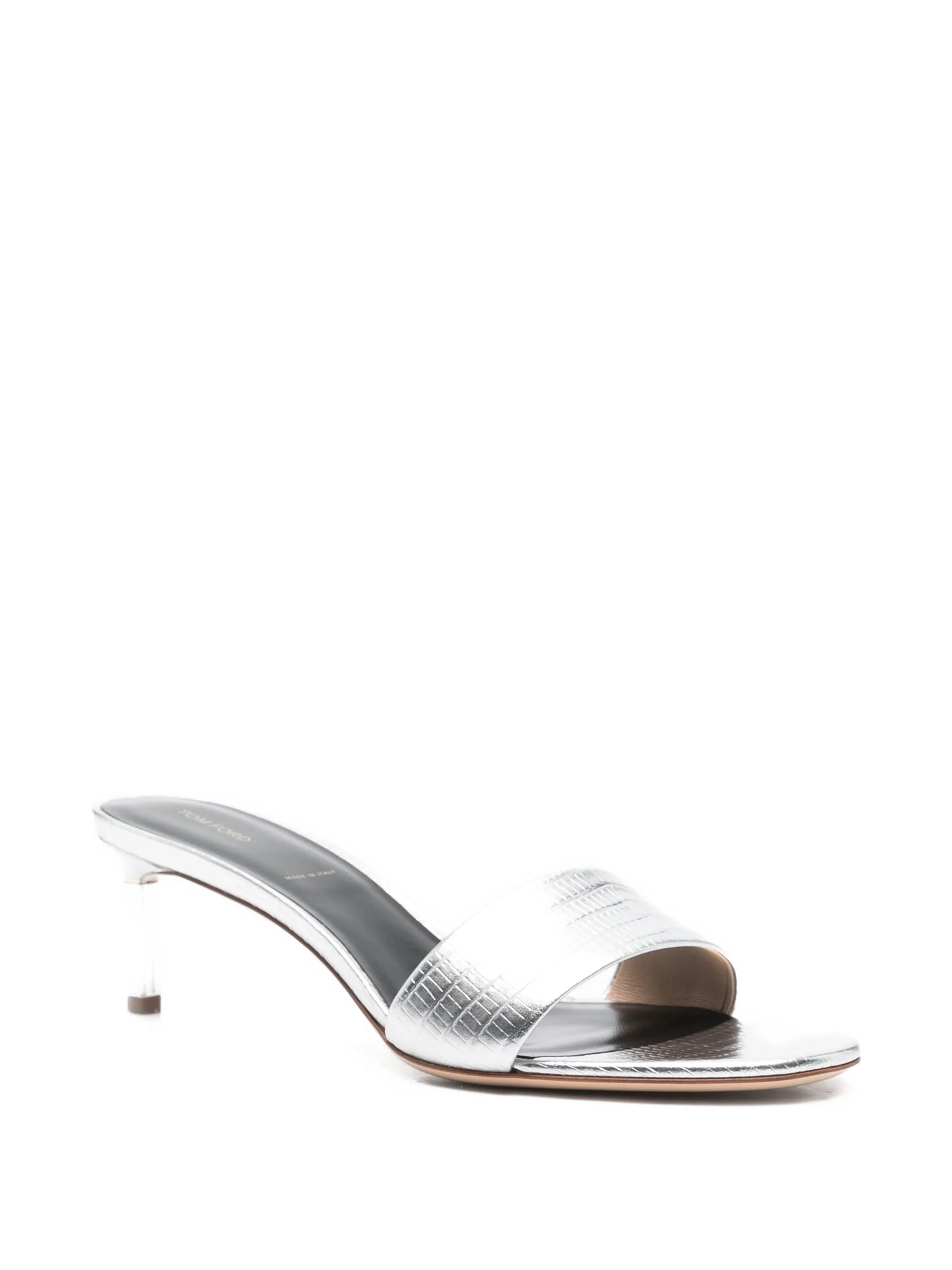 metallic-finish leather sandals