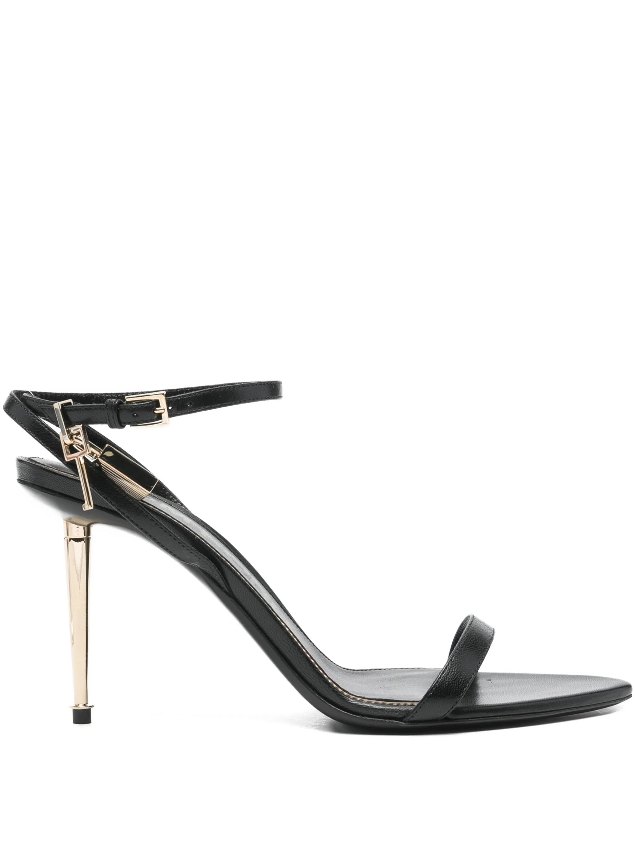 point-toe padlock-detail heeled sandals