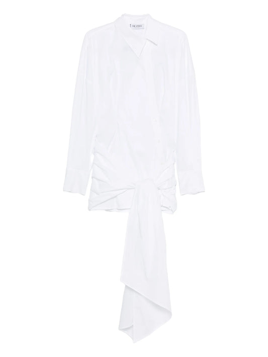 long-sleeve knot mini dress