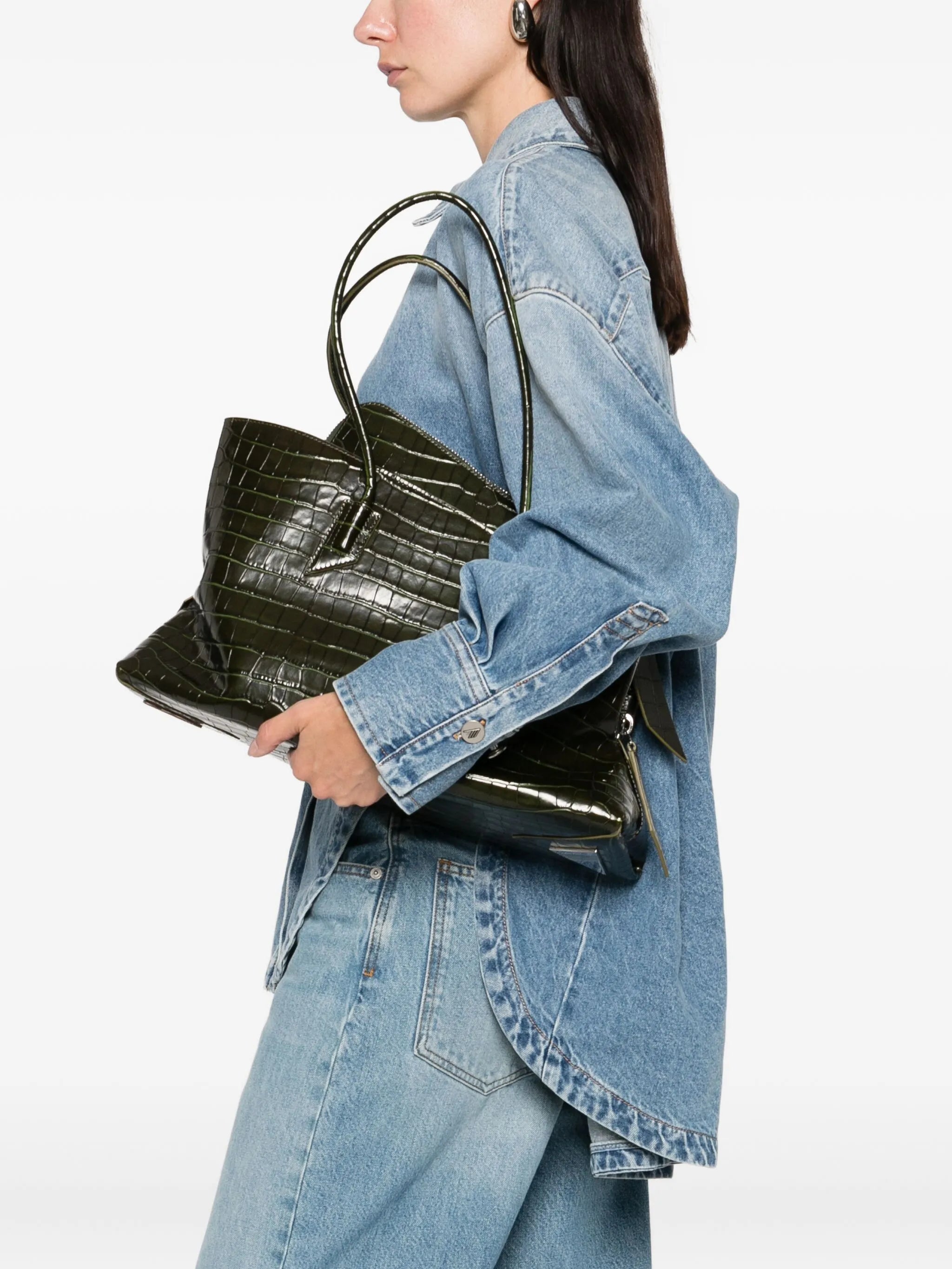 La Passeggiata croc embossed medium tote bag