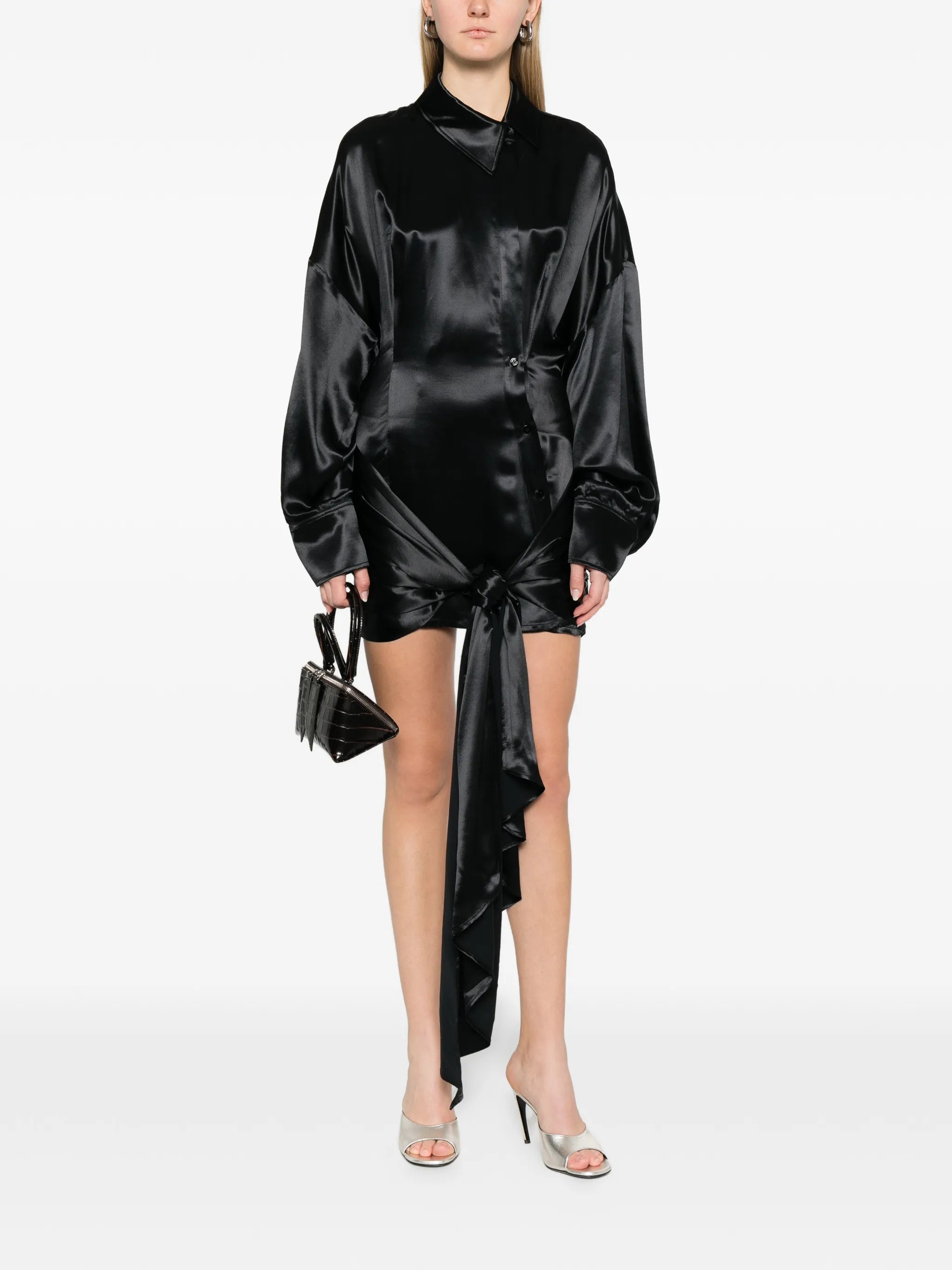 knot long-sleeve mini dress