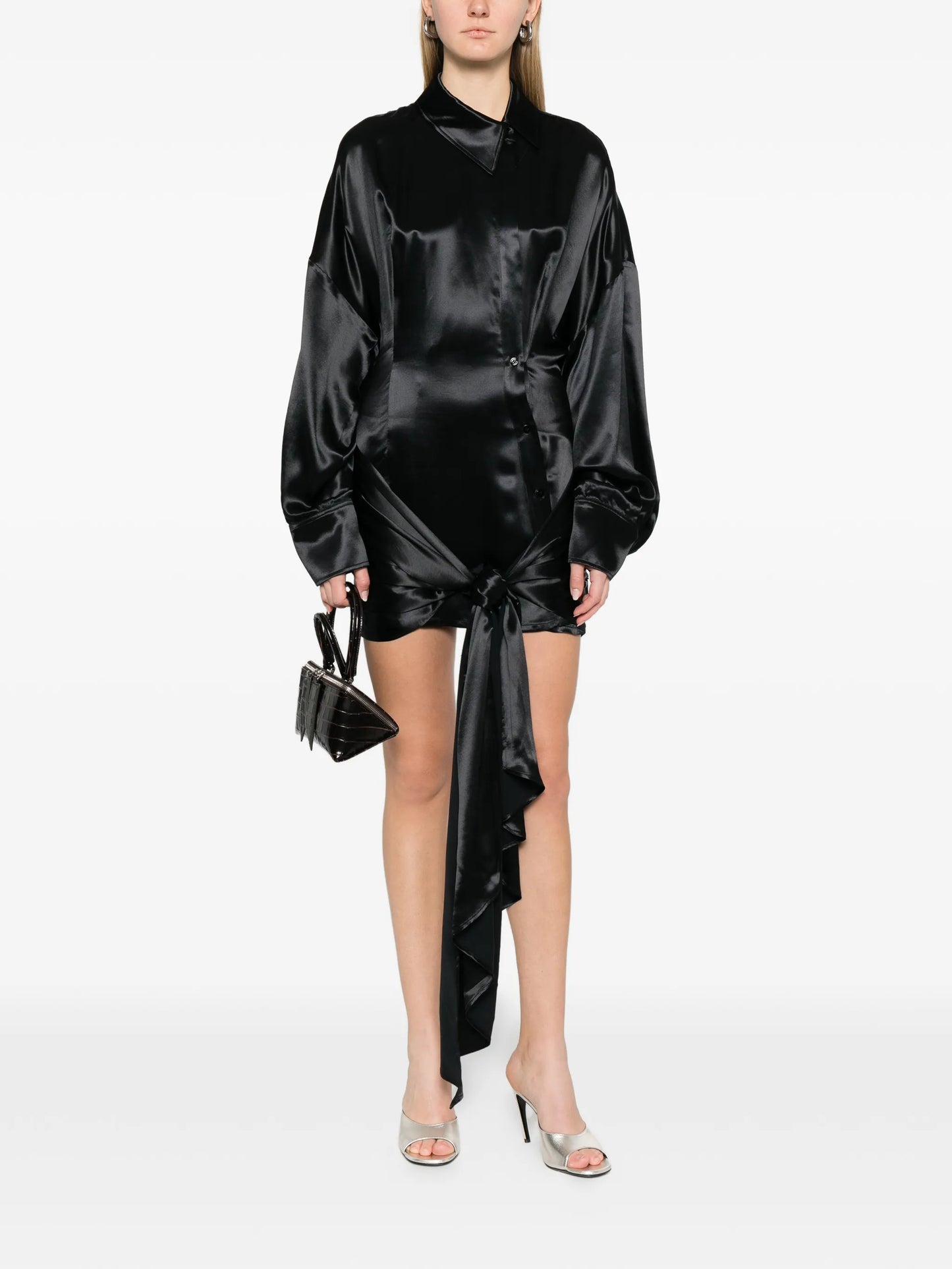 knot long-sleeve mini dress