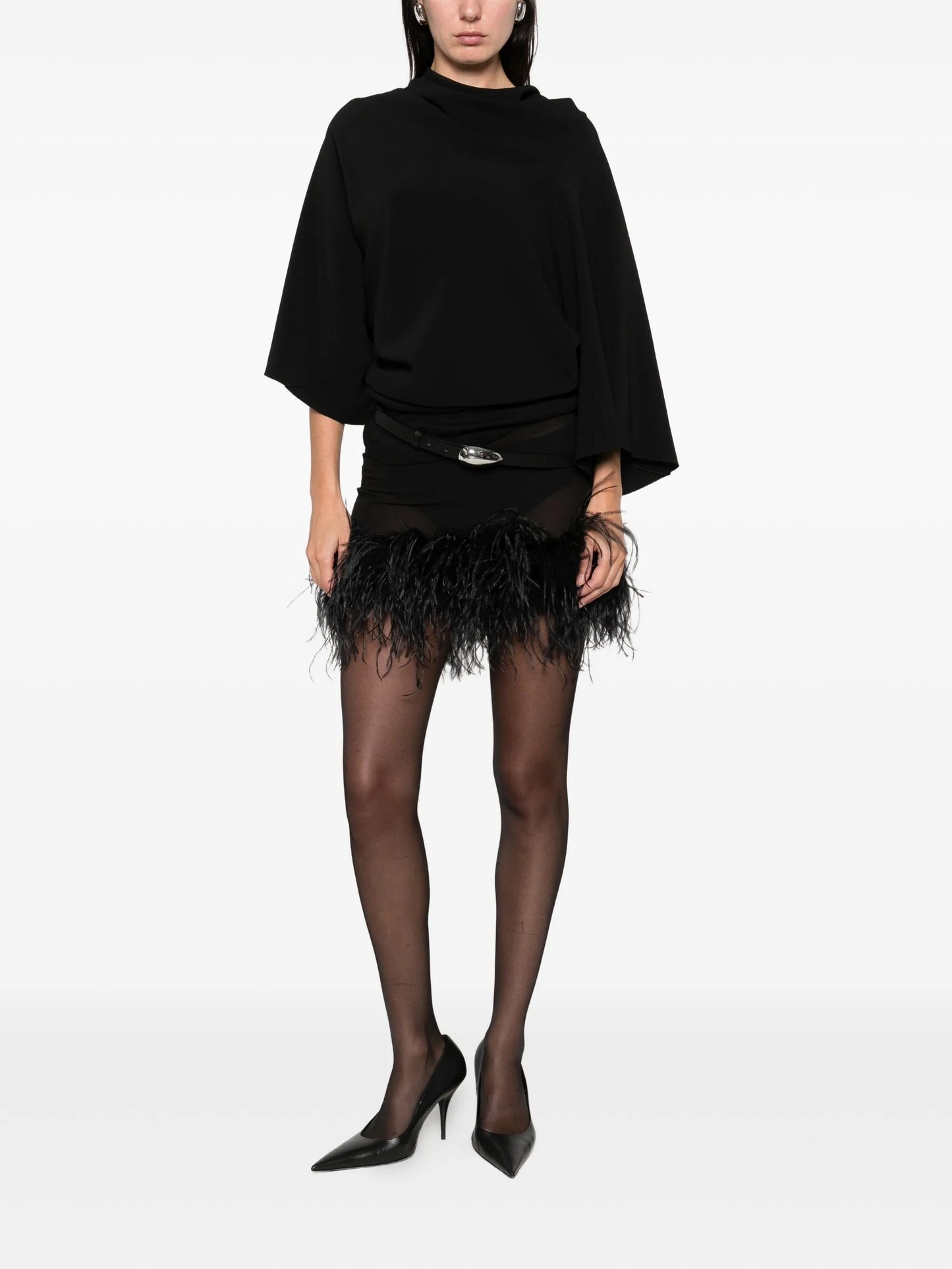 feather-trim mini skirt