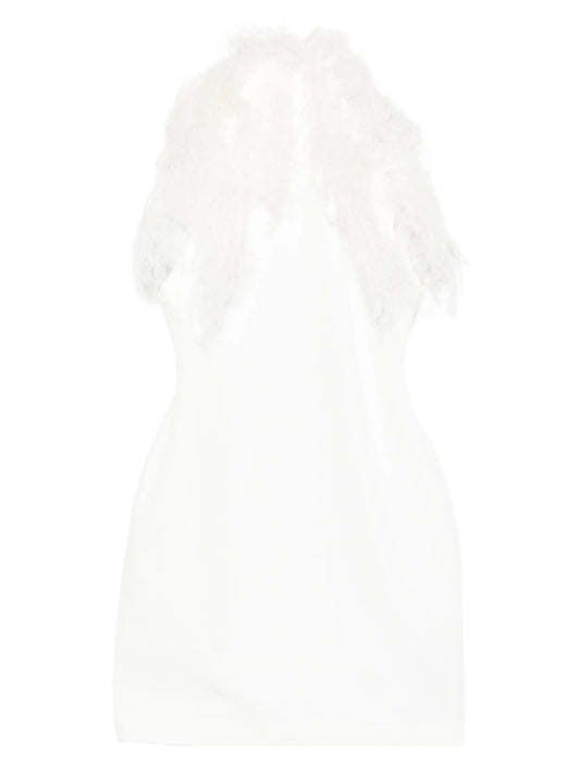 feather-trim mini dress
