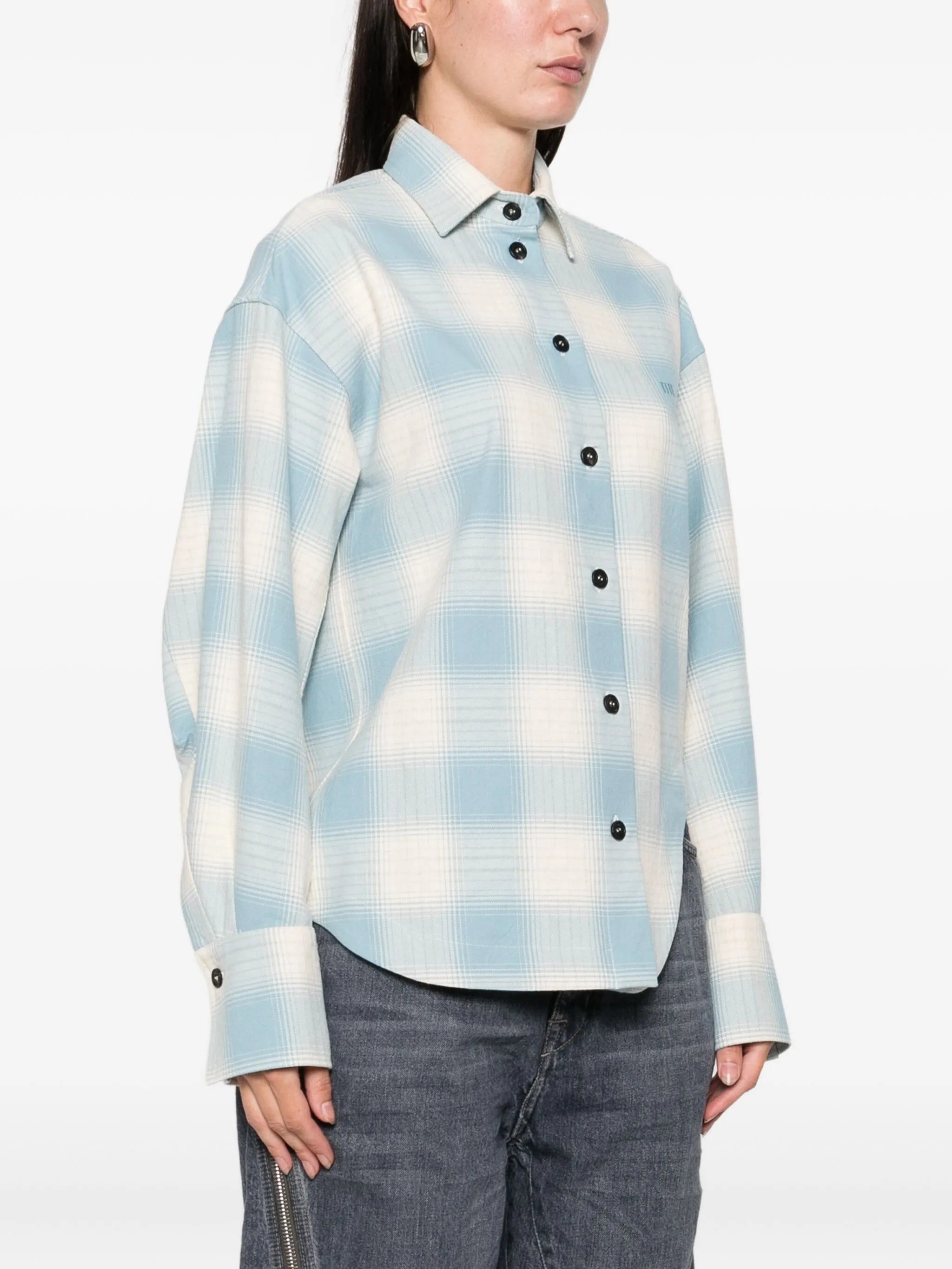 checked-pattern long-sleeve shirt