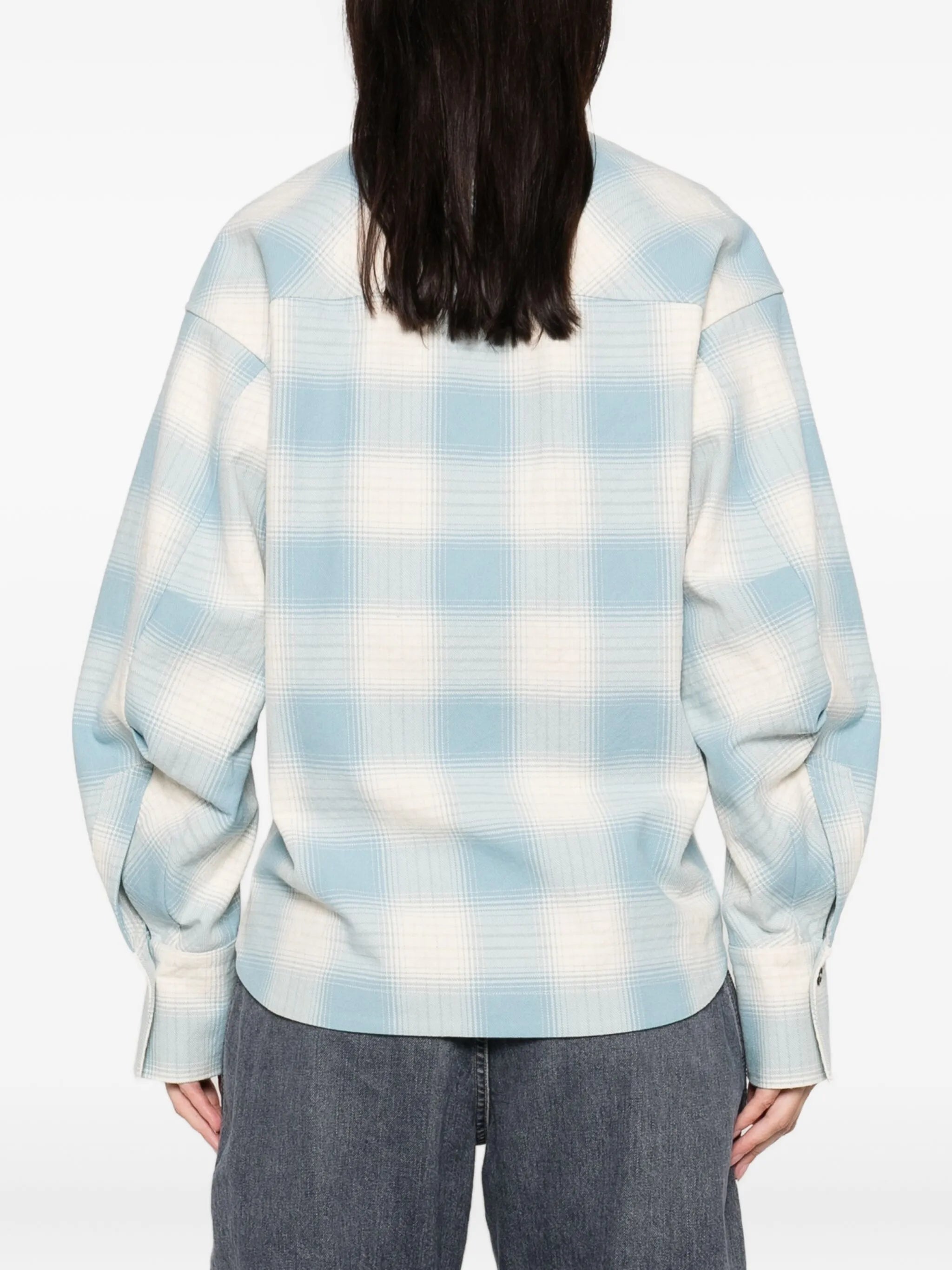 checked-pattern long-sleeve shirt