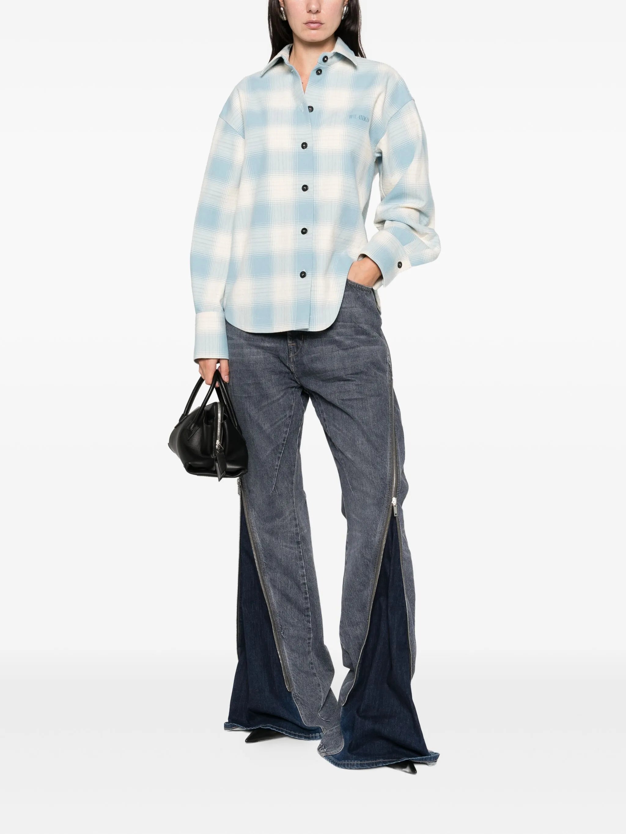 checked-pattern long-sleeve shirt