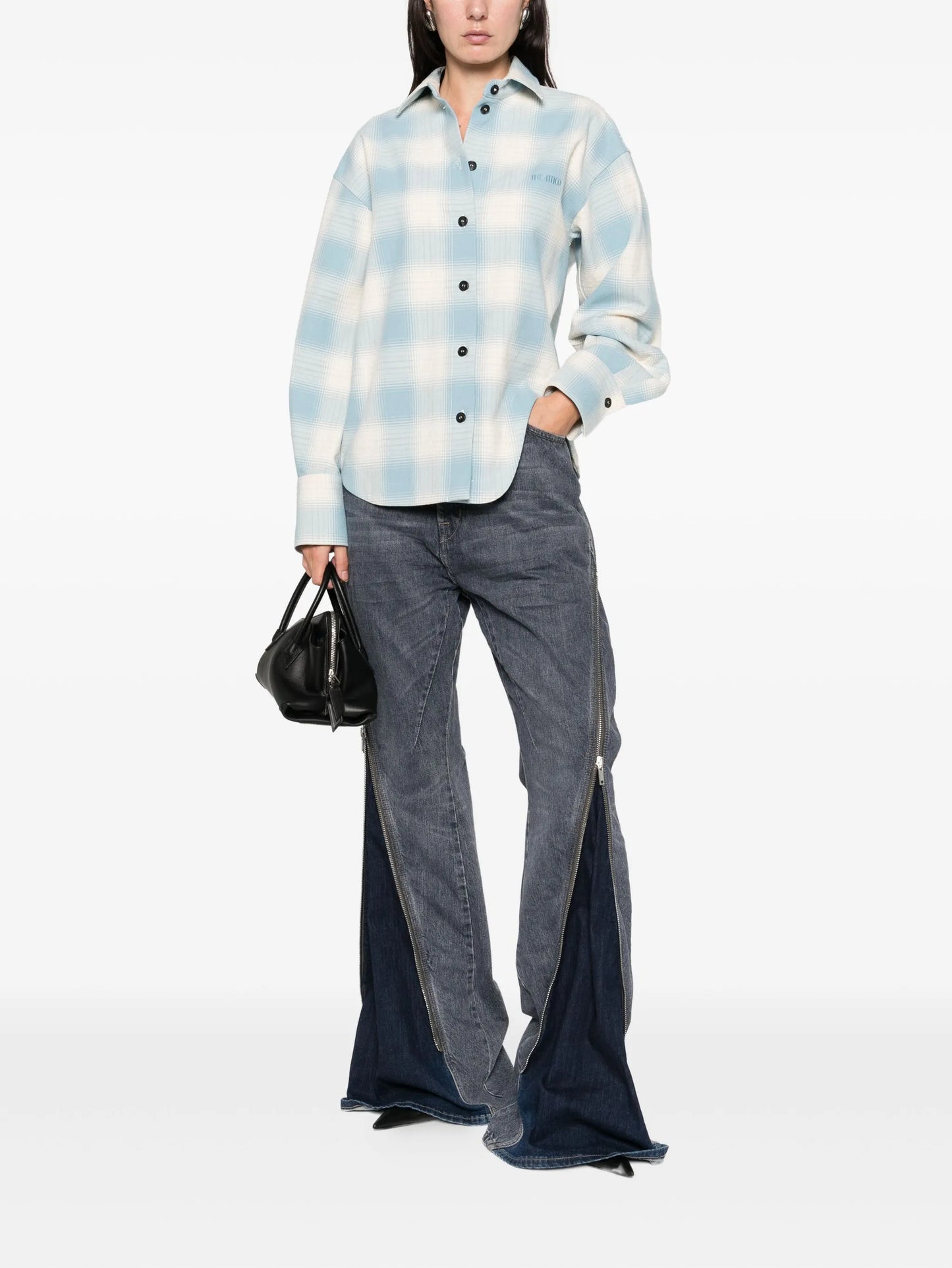 checked-pattern long-sleeve shirt