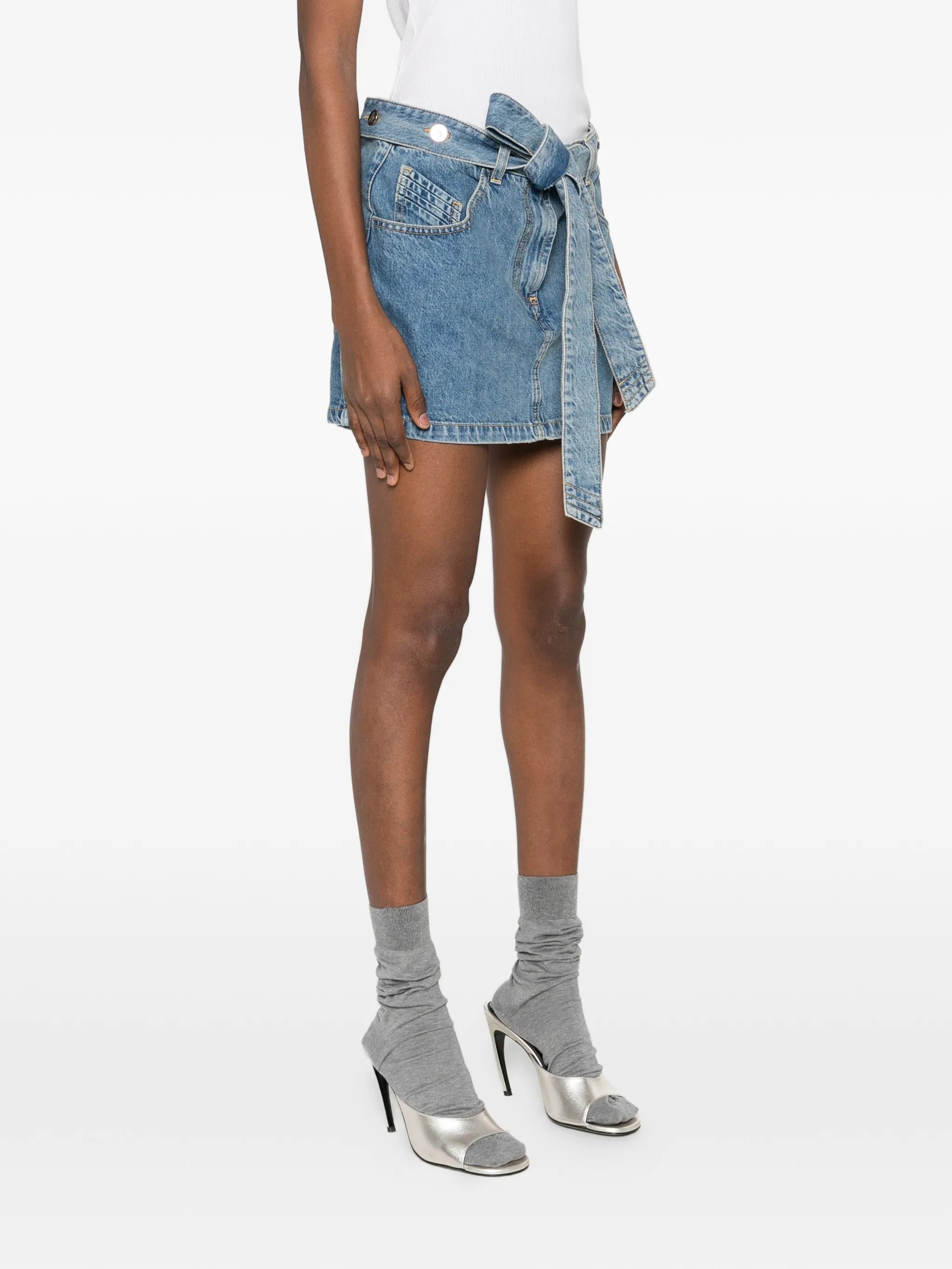 belted mini skirt