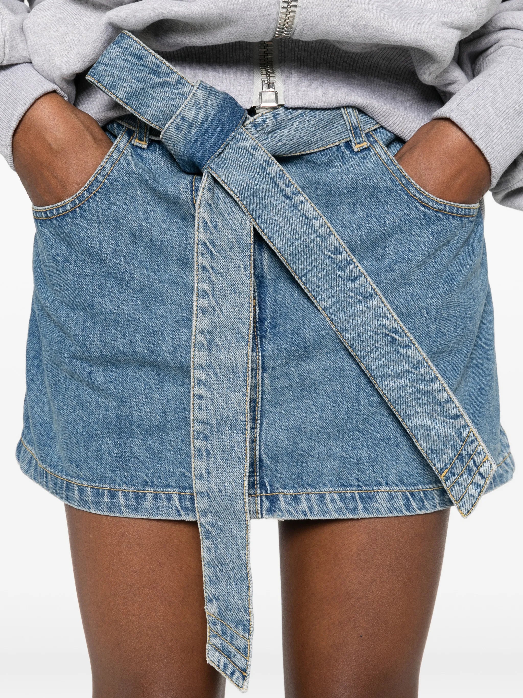belted mini skirt