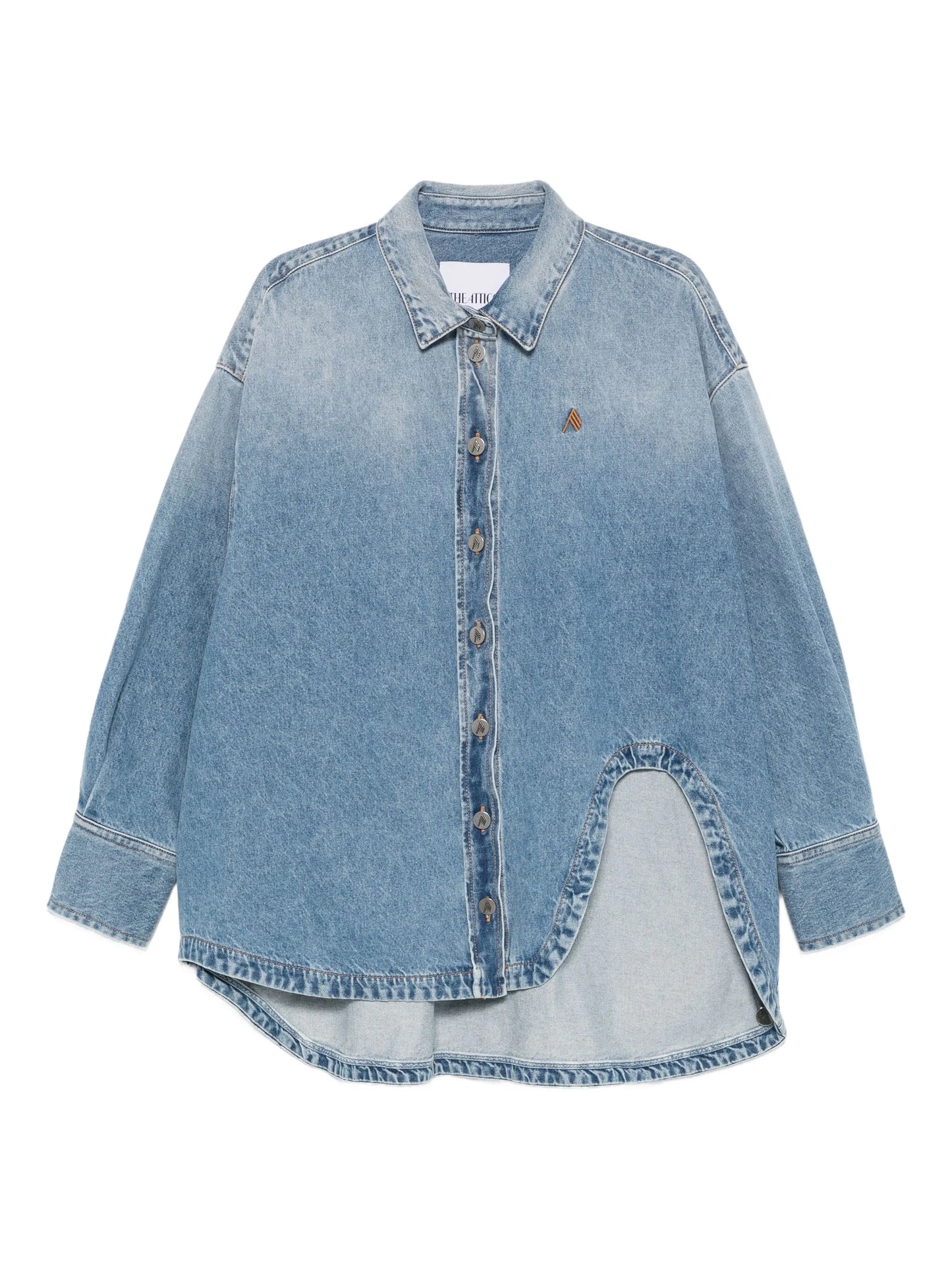 logo-embroidered denim shirt