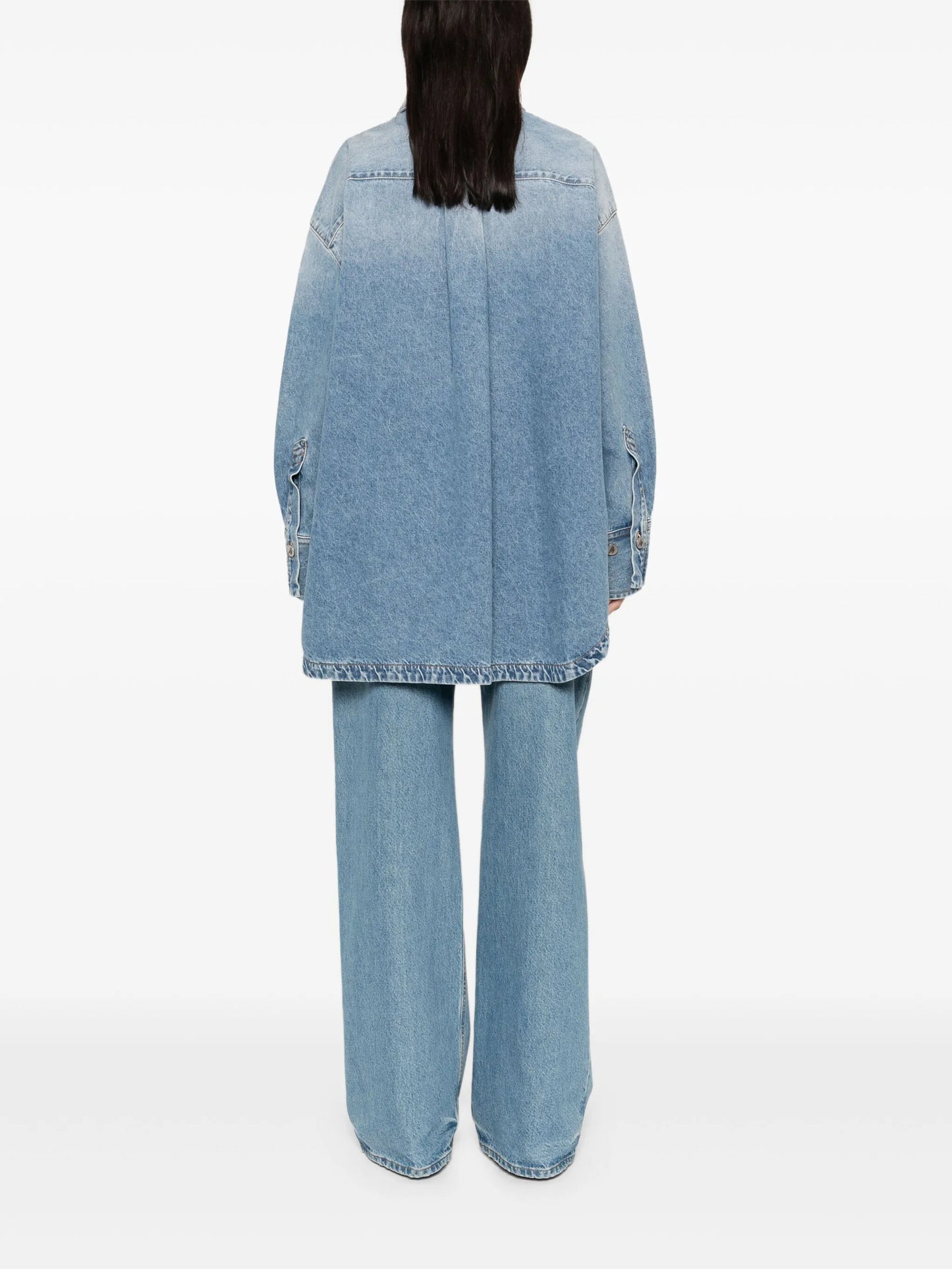 logo-embroidered denim shirt